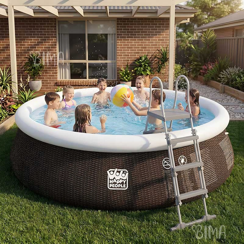 Expansion Pool Happy People 450x106 cm Rattan Pump Ladder Cover Volume 11621 l