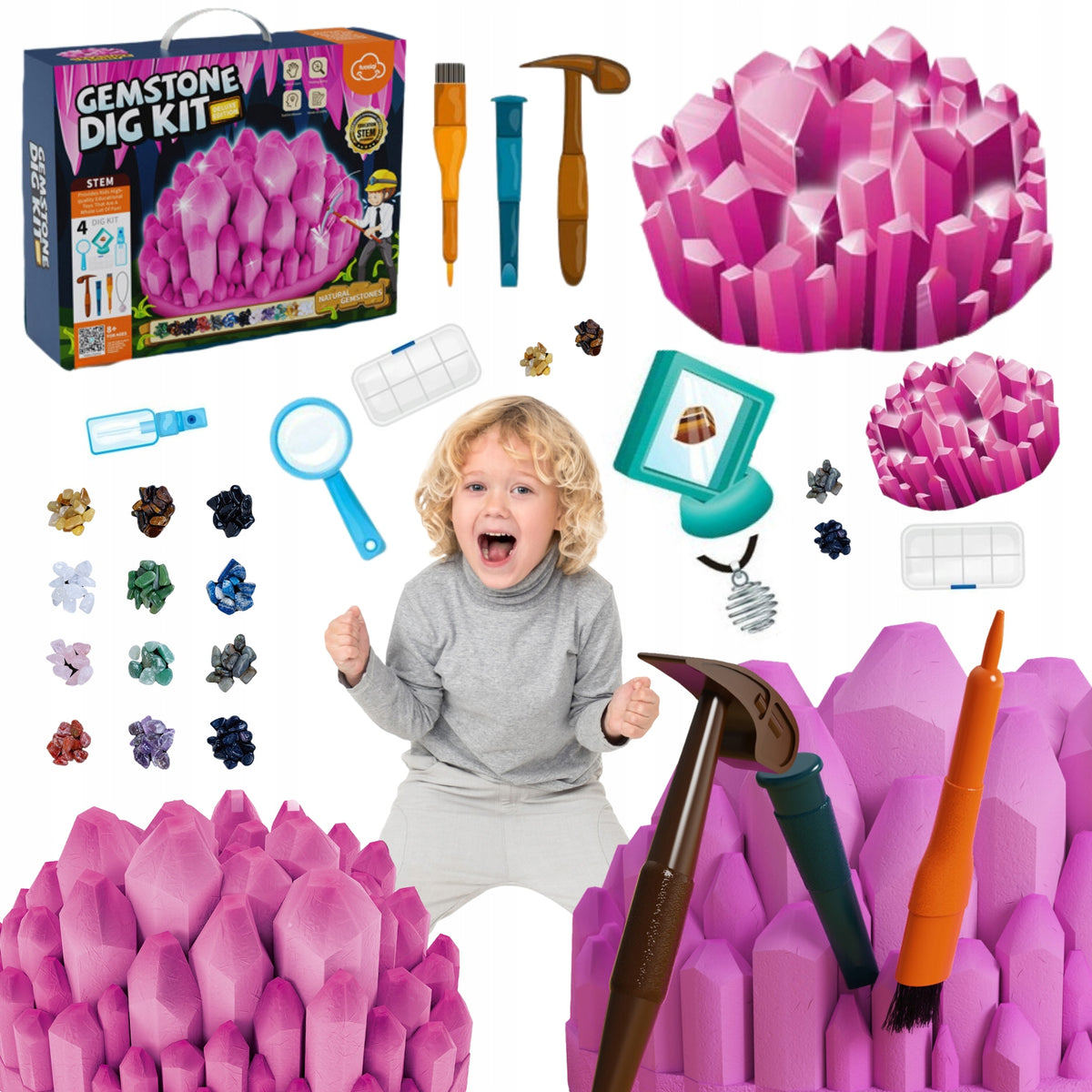 Experimental Set Archaeologist of Diamond Crystals Excavations Crystals