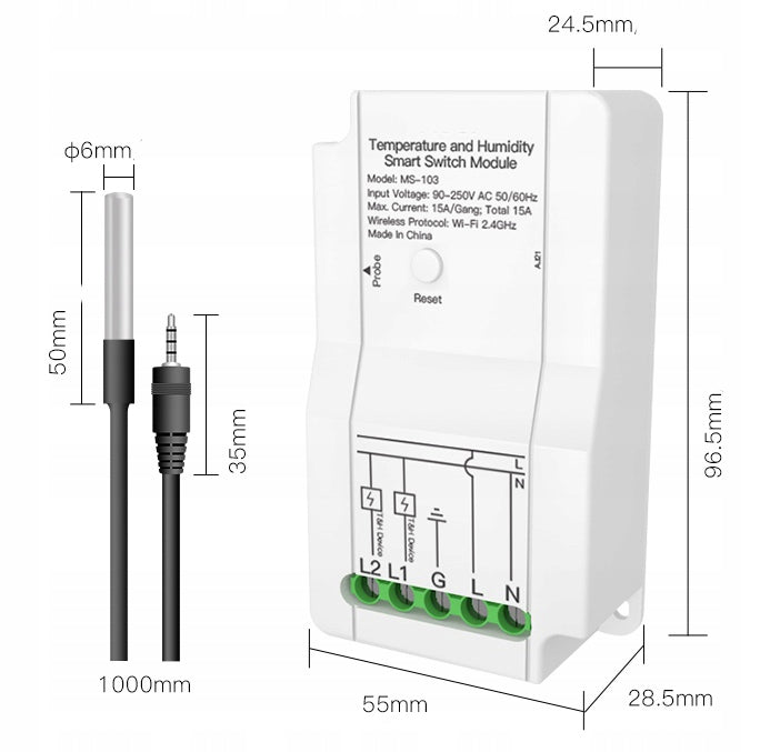 External thermostat temperature sensor TUYA WiFi Batteries included no