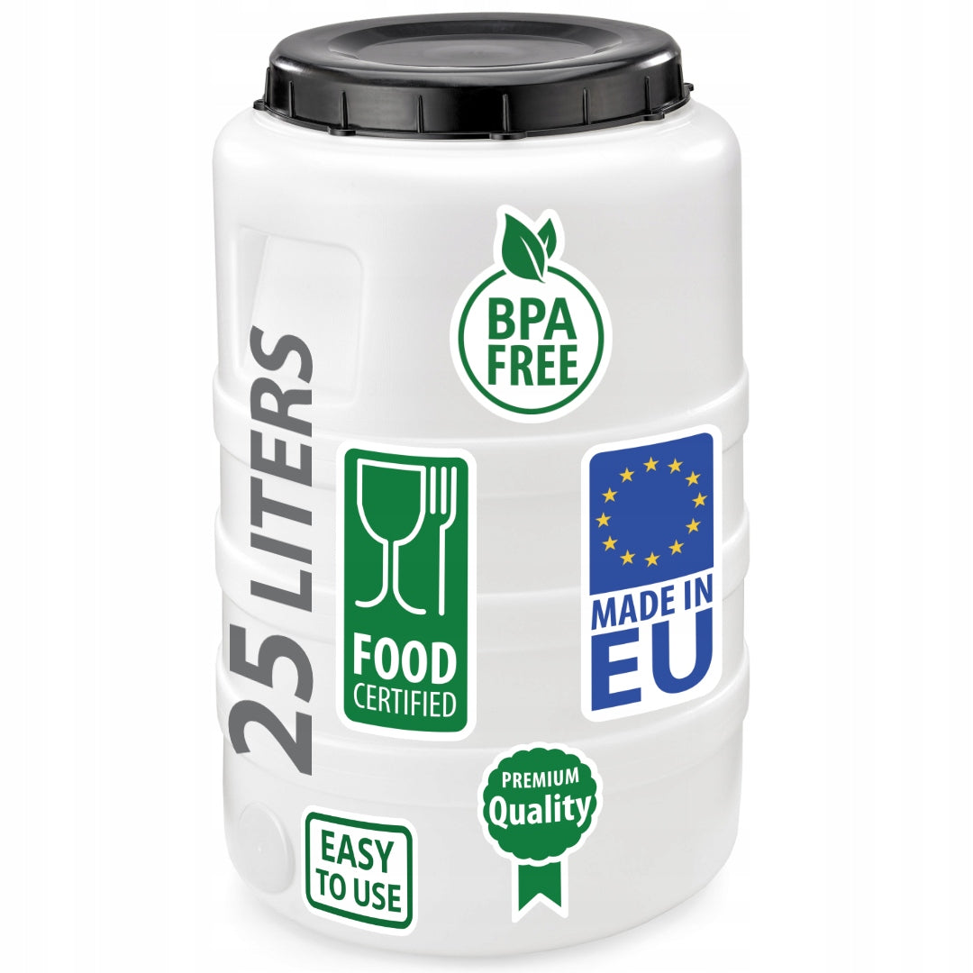 F&R PLASTIC BARREL 25L FOR PICKLING CABBAGE FOR WATER ROUND WHITE Manufacturer code FR0841