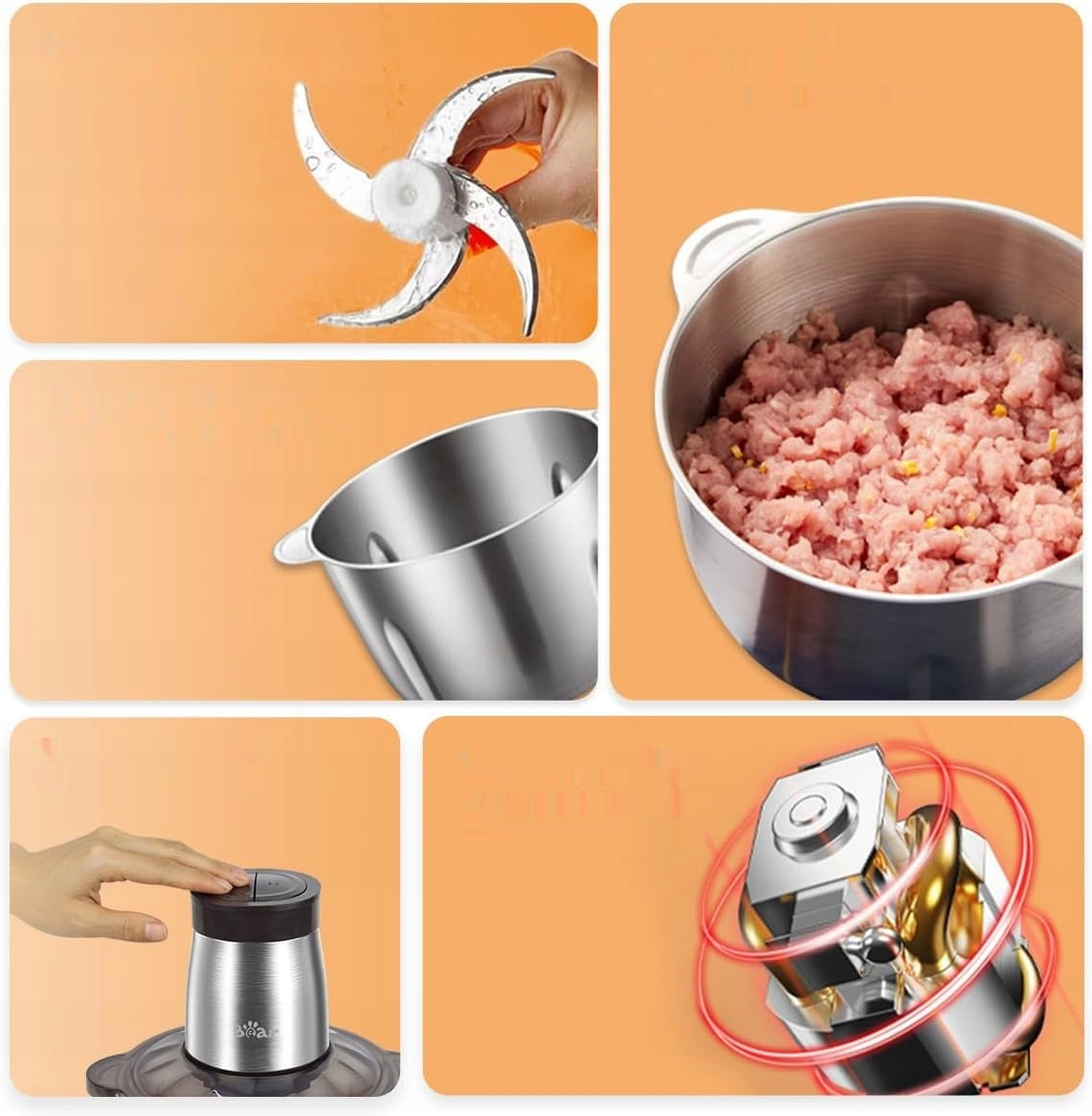 F27 Bear 2L+1.8L Electric Food Processor and Chopper 600W EAN (GTIN) 198168881514