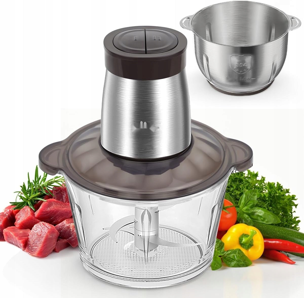 F27 Bear 2L+1.8L Electric Food Processor and Chopper 600W