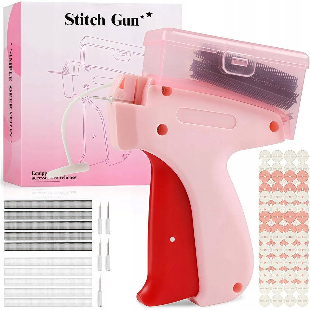 FABRIC STAPLER CLOTHING REPAIR GUN SET OF 1000 PINS Dominant color pink