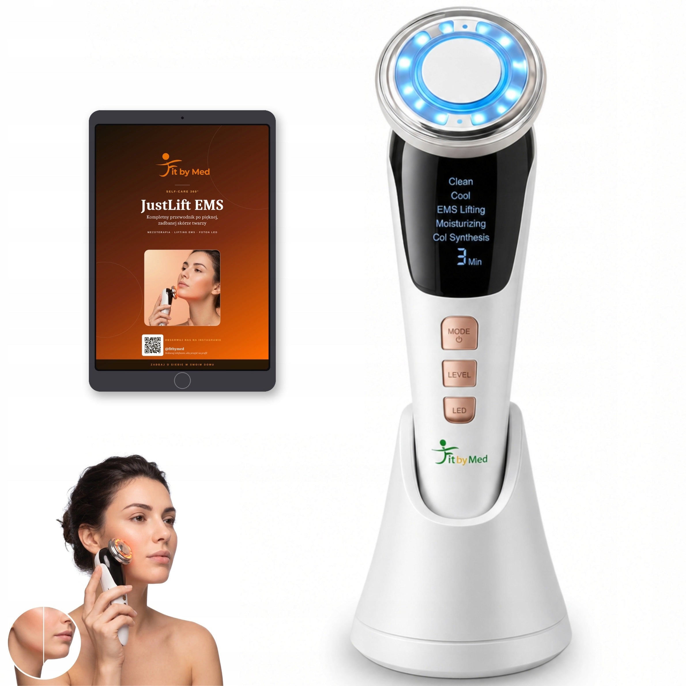 FACE MASSAGER EMS ULTRASOUND PHOTON CRYOTHERAPY MESOTHERAPY 7in1 E-BOOK