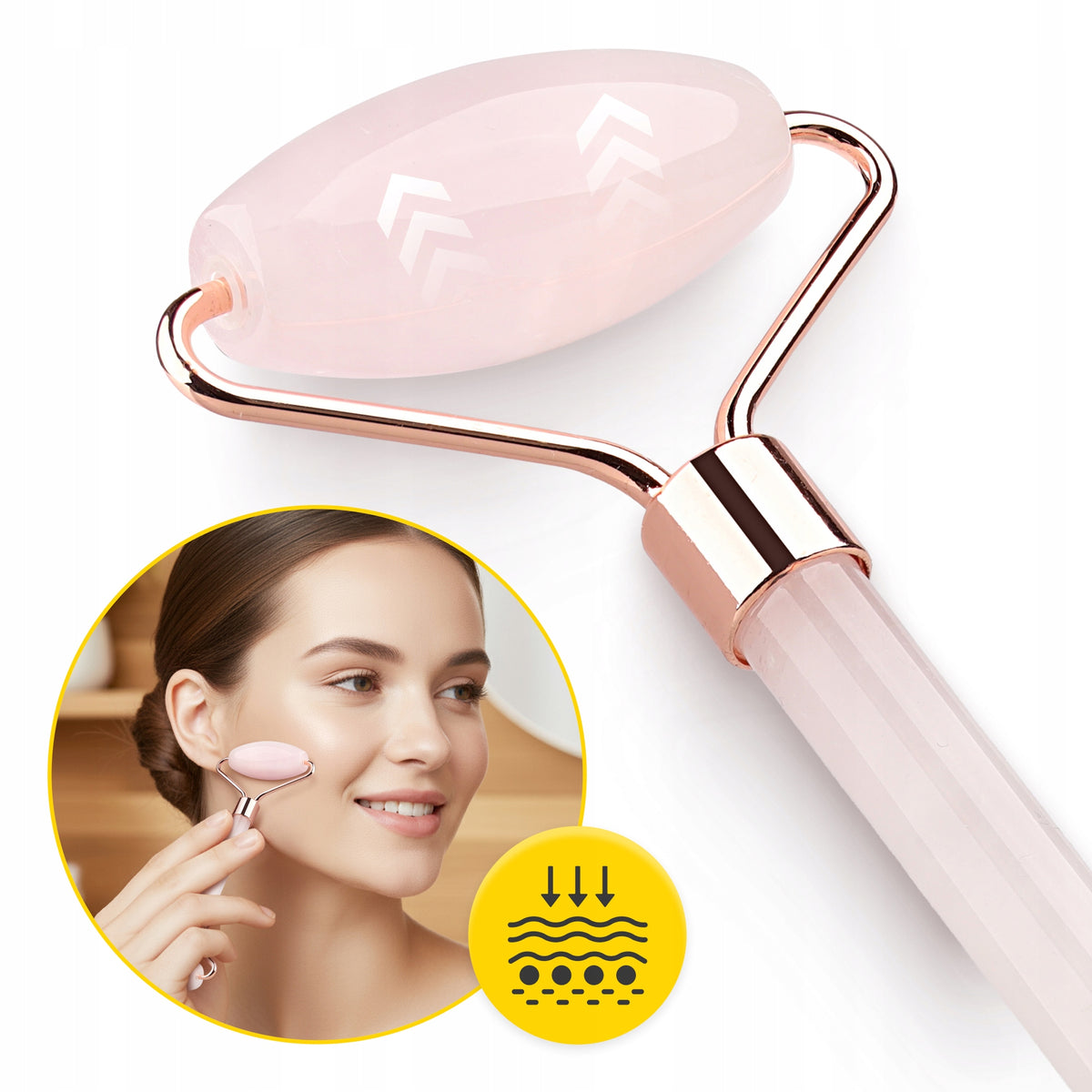 FACE MASSAGER ROLLER STONE GUA SHA NATURAL QUARTZ MASSAGE ROLLER Manufacturer code Roller do twarzy z różowego kwarcu