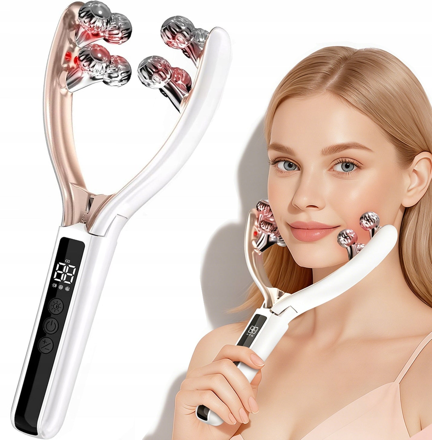 FACE VIBRATING MASSAGER ROLLER 3D LIFTING EMS FOR SKIN CARE LED