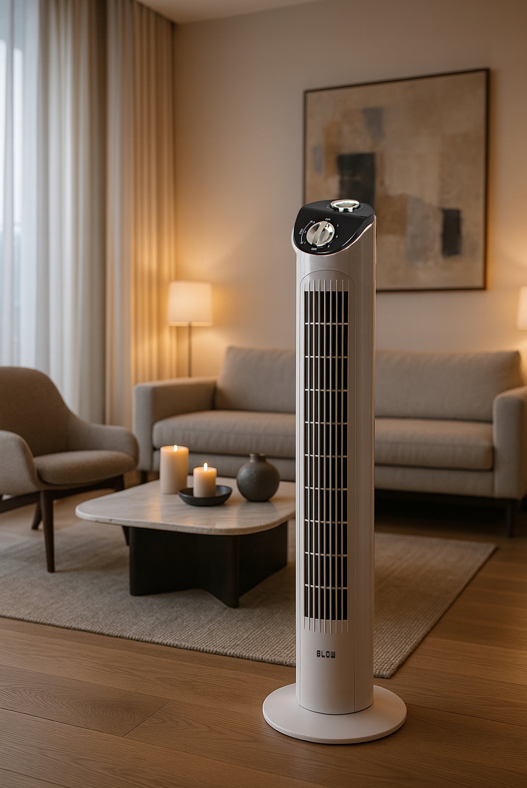 FAN COLUMN FAN FLOOR ADJUSTABLE TIMER 3 MODES OSCILLATION Brand Blow