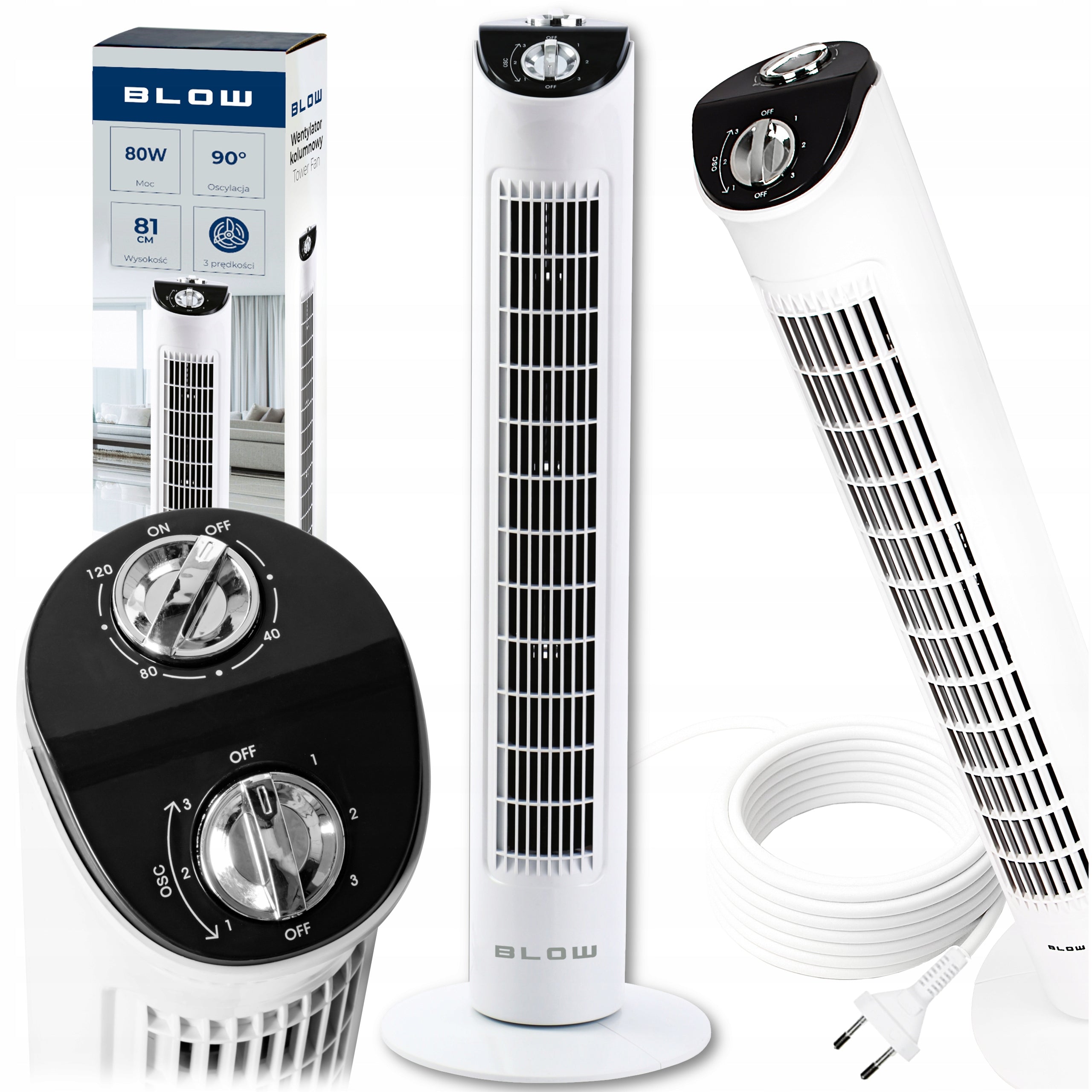 FAN COLUMN FAN FLOOR ADJUSTABLE TIMER 3 MODES OSCILLATION
