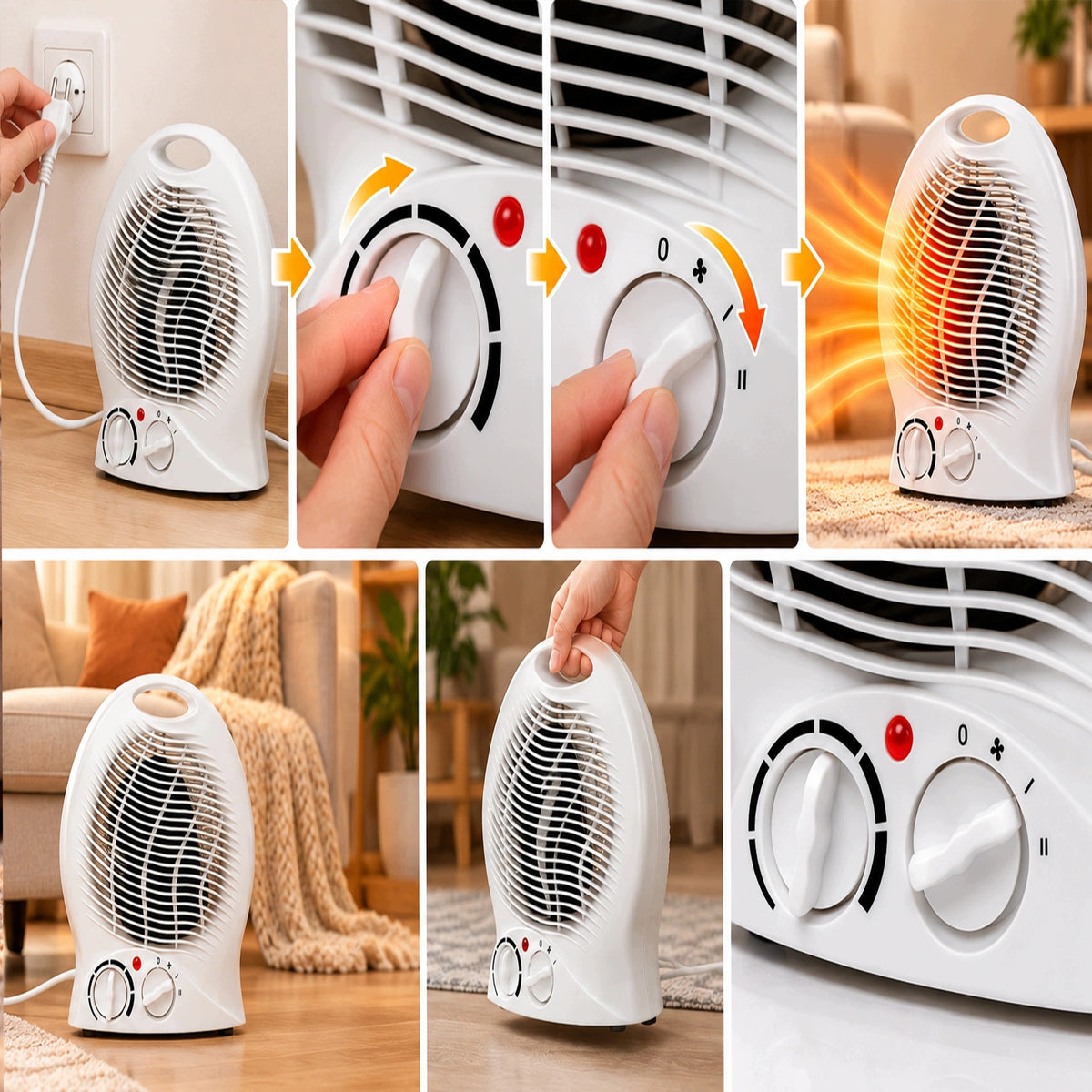 FAN ELECTRIC HEATER WITH THERMOSTAT HEAT COLD Brand AA