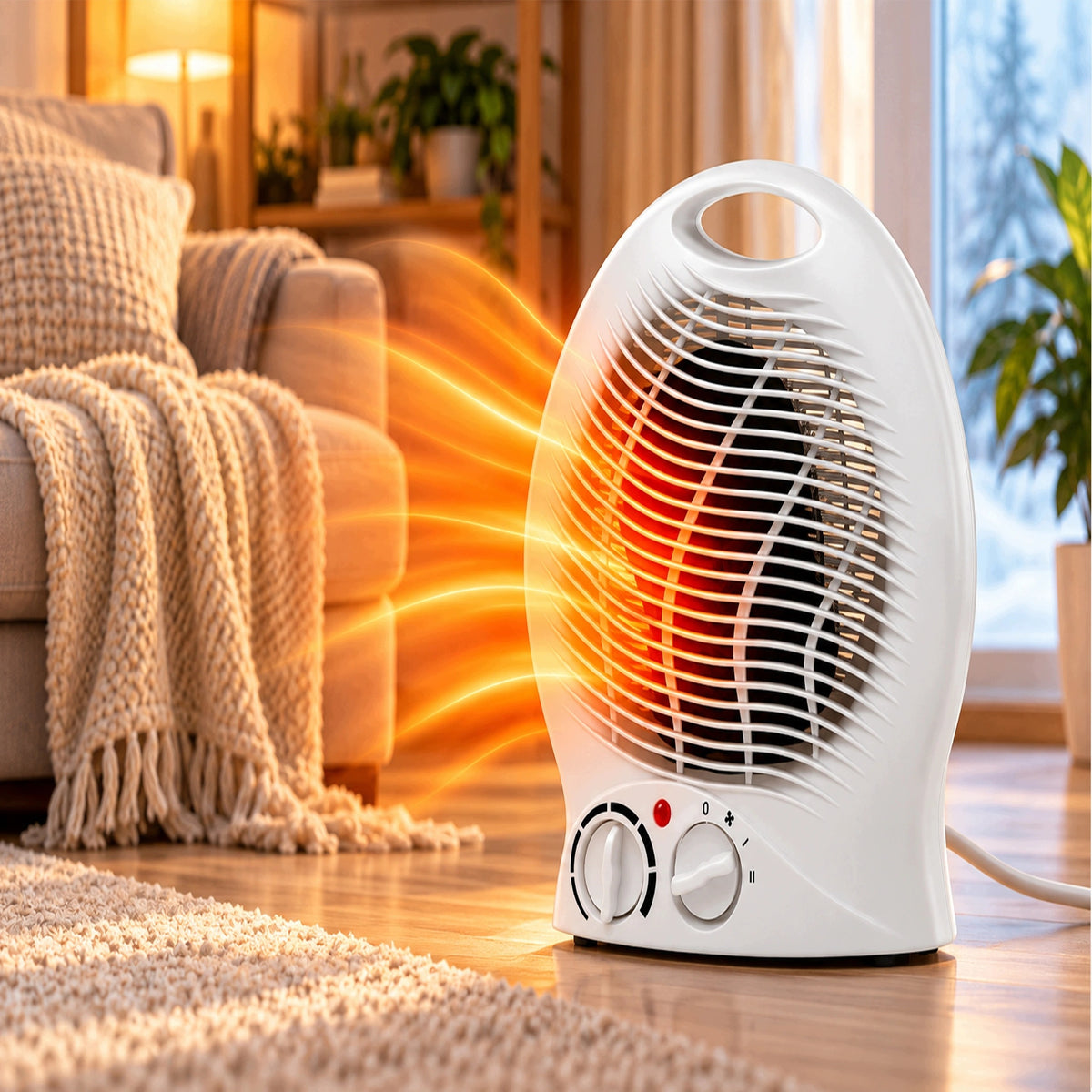 FAN ELECTRIC HEATER WITH THERMOSTAT HEAT COLD Packaging status original