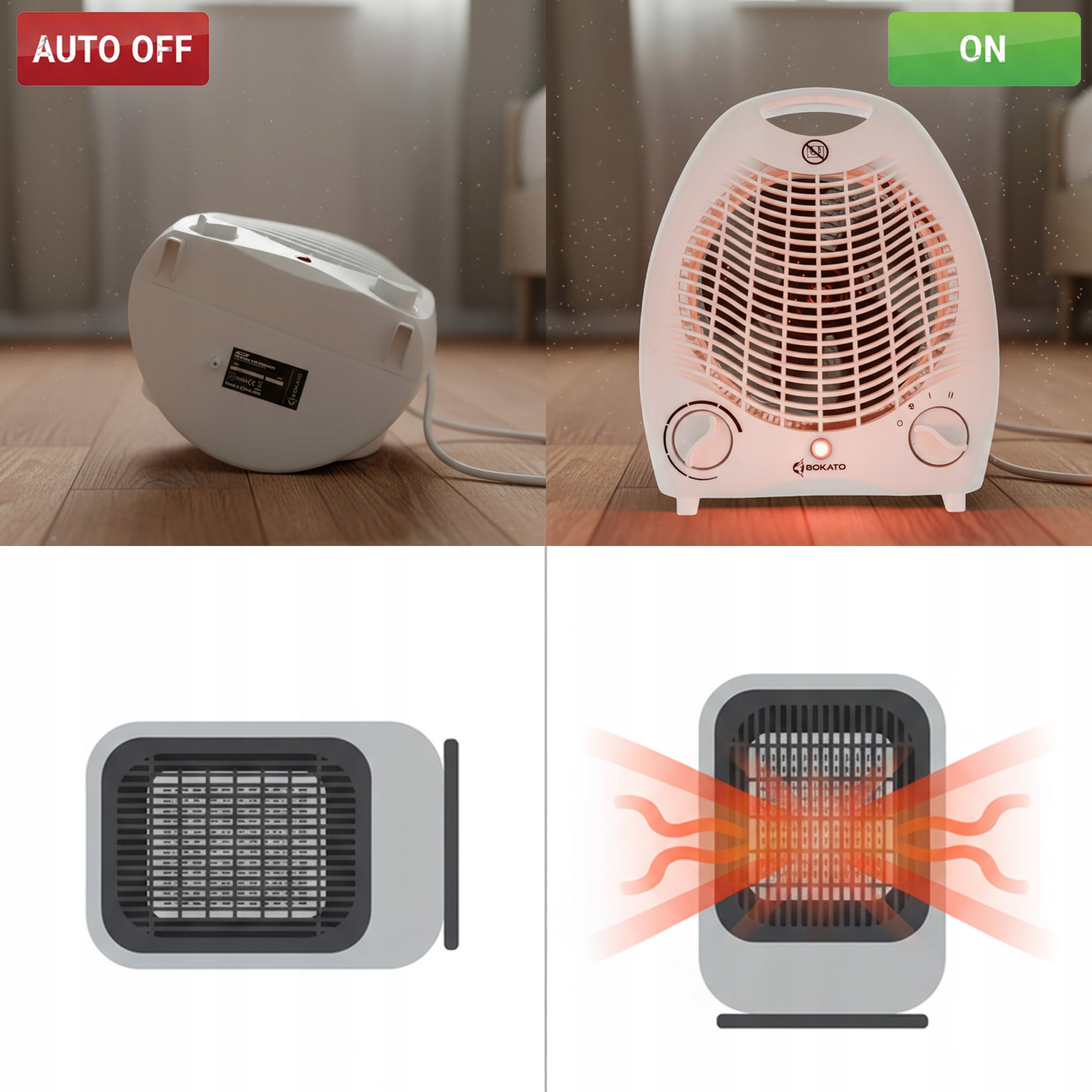 FAN HEATER APRON HEATER 2000W THERMOSTAT 2 LEVELS BOKATO WHITE EAN (GTIN) 5906228900885