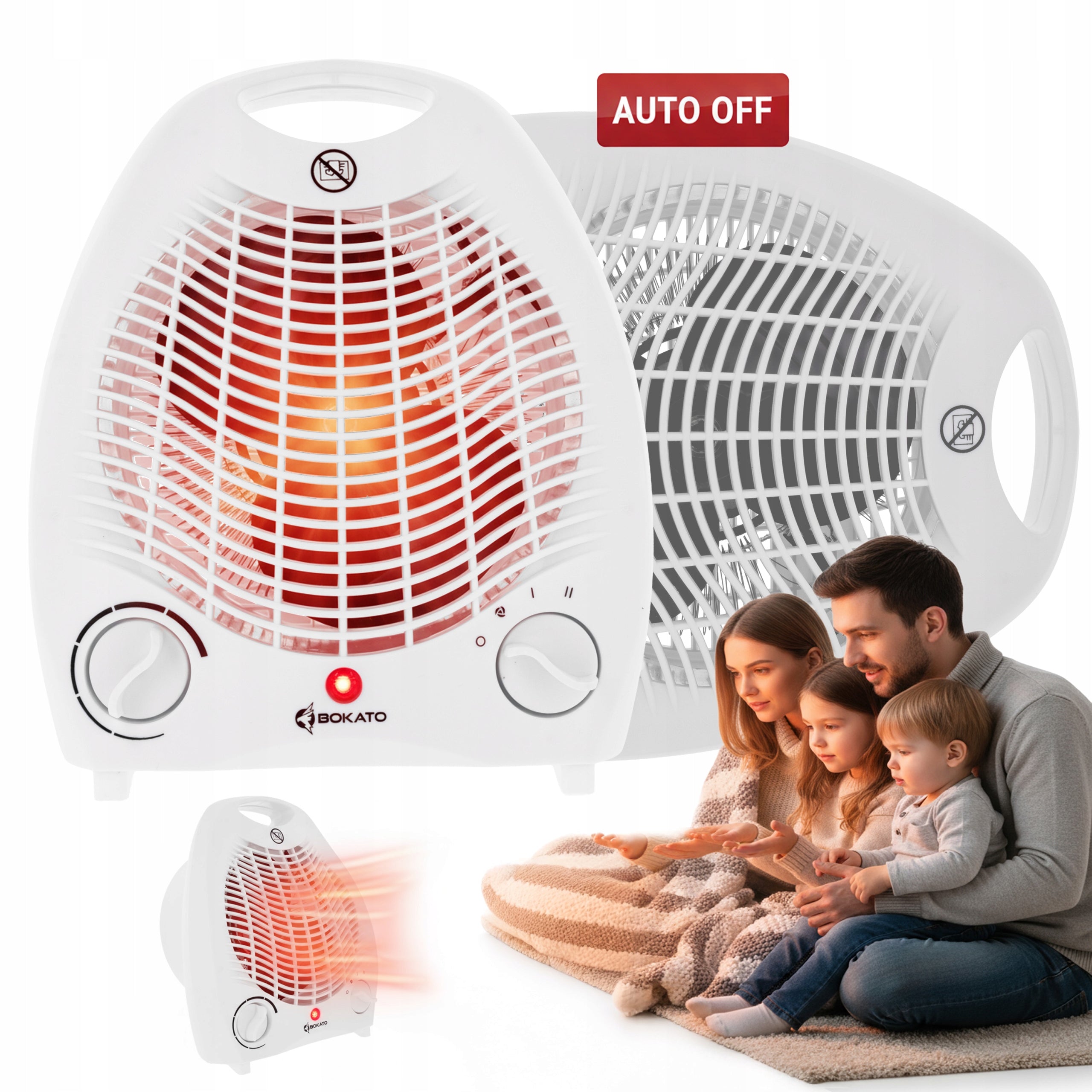 FAN HEATER APRON HEATER 2000W THERMOSTAT 2 LEVELS BOKATO WHITE