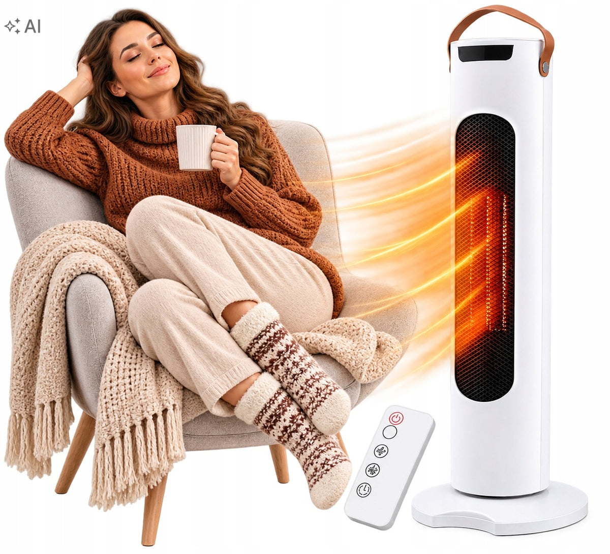 FAN HEATER COLUMN HEATER FARELKA 1500W POWERFUL FOR REMOTE CONTROL