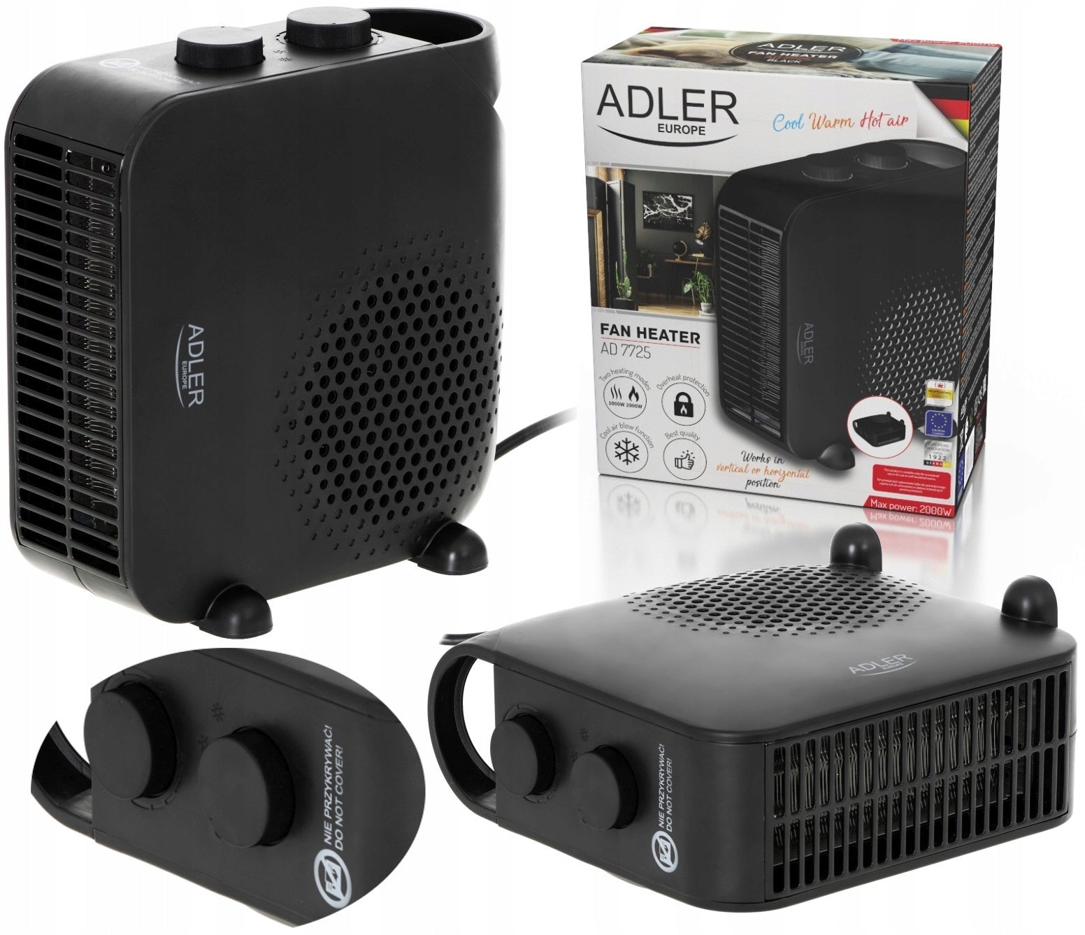 FAN HEATER ELECTRIC HEATER 2000W FAN THERMOSTAT