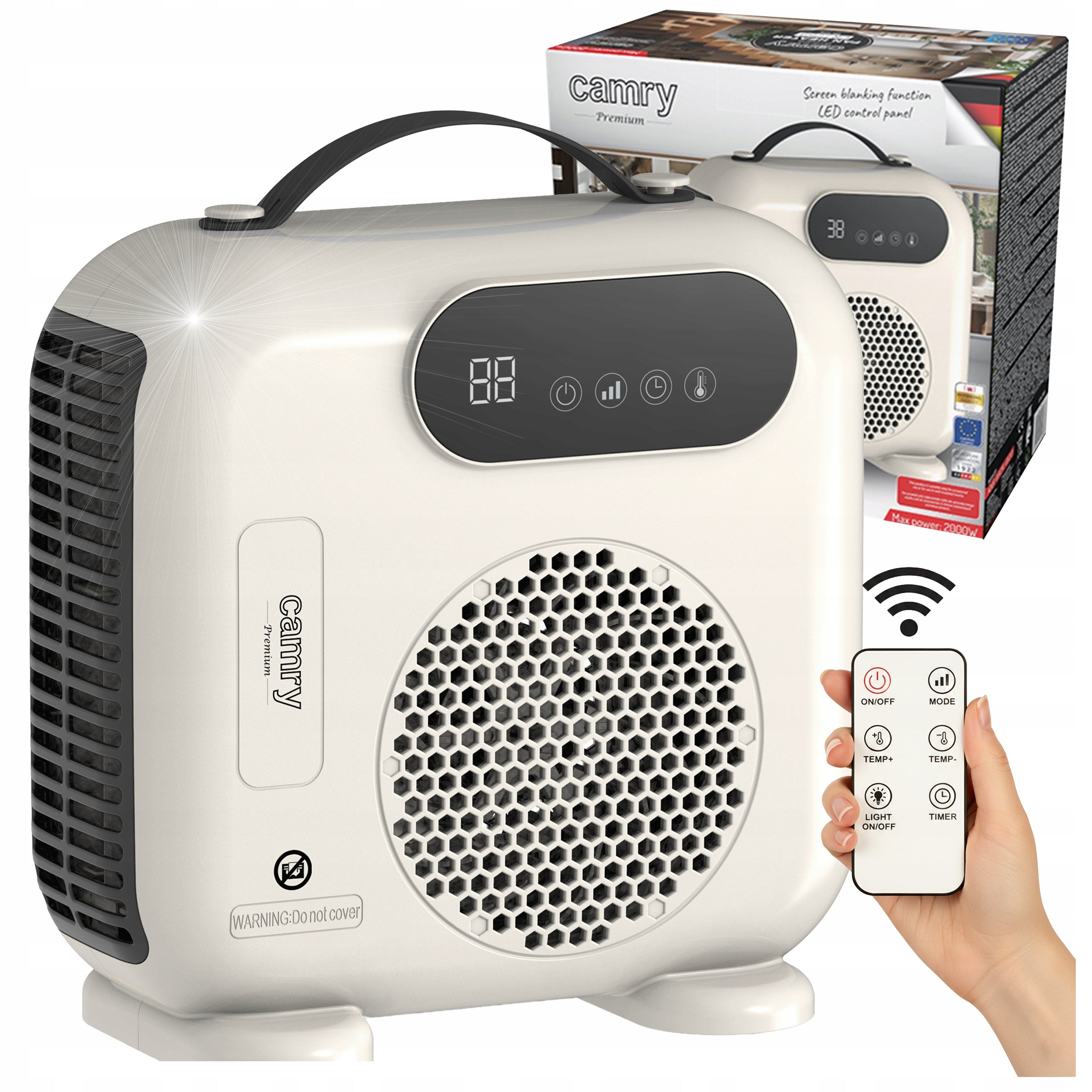 FAN HEATER ELECTRIC HEATER ENERGY SAVING THERMOSTAT 2000W REMOTE CONTROL