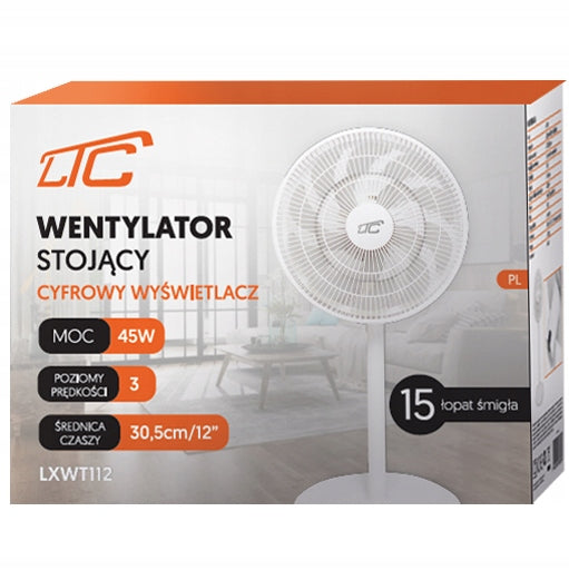 FAN STANDING FLOOR FAN STRONG XXL QUIET 27db 15 BLADES REMOTE CONTROL Model WIATRAK PODŁOGOWY STOJĄCY MOCNY CICHY Z PILOTEM