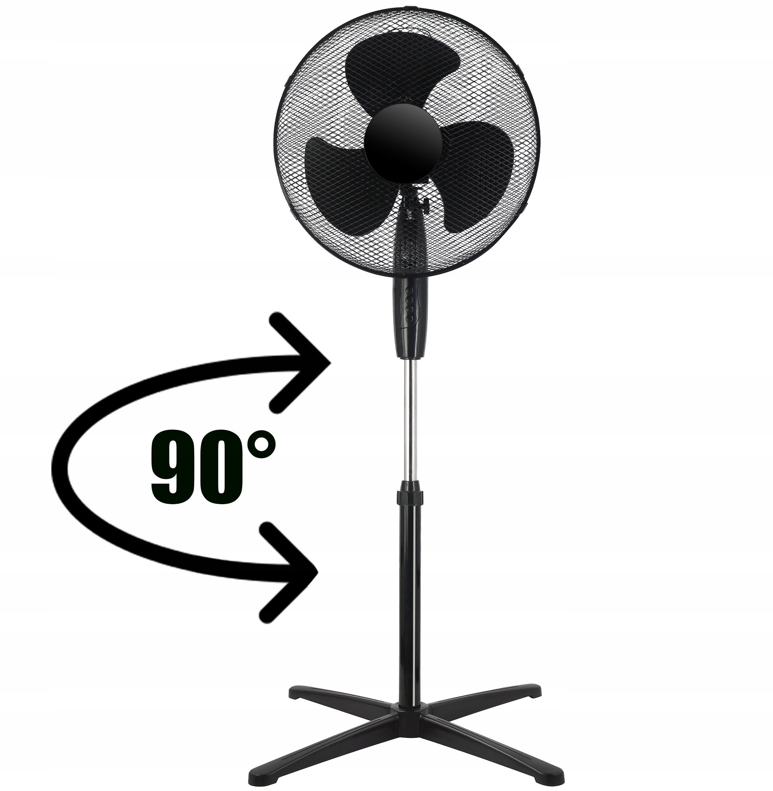 FAN STANDING FLOOR WINDMILL STRONG BLACK QUIET 3 MODES 40W 40 cm Power supply mains
