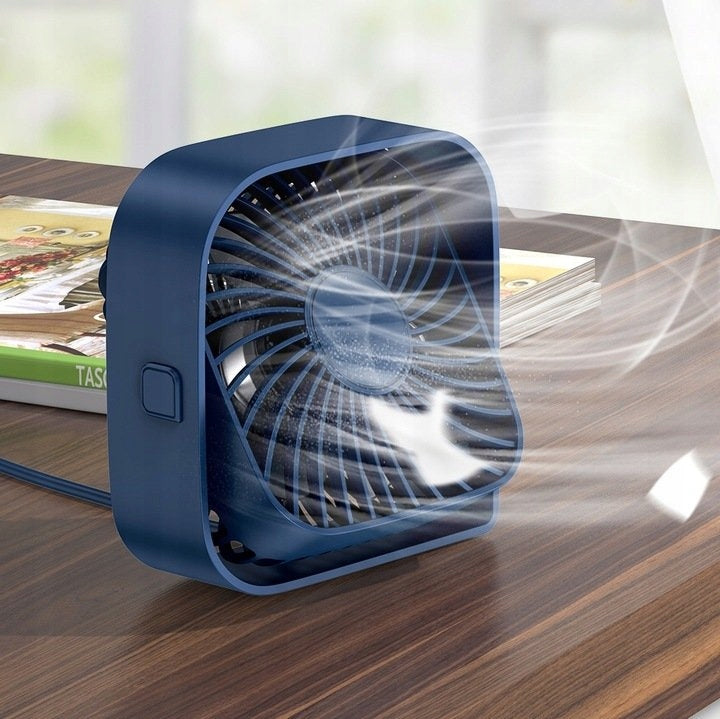 FAN USB DESK FAN MINI 360 DEGREE FOR DESK QUIET COOLING Dominant color blue