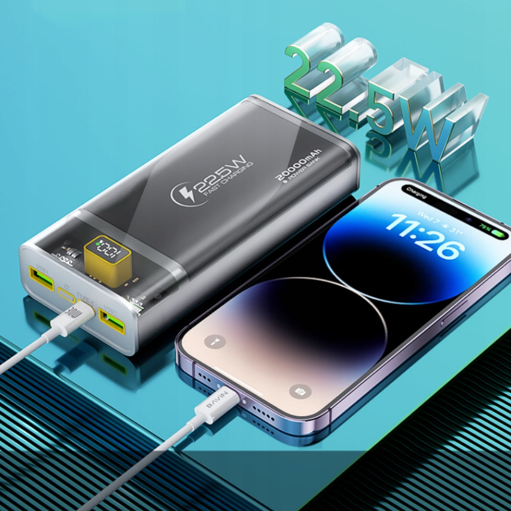 FAST POWERBANK FUMO 20000mAh 22.5W QC PD USB C USB POWER TRAVEL BANK Battery capacity 20000 mAh