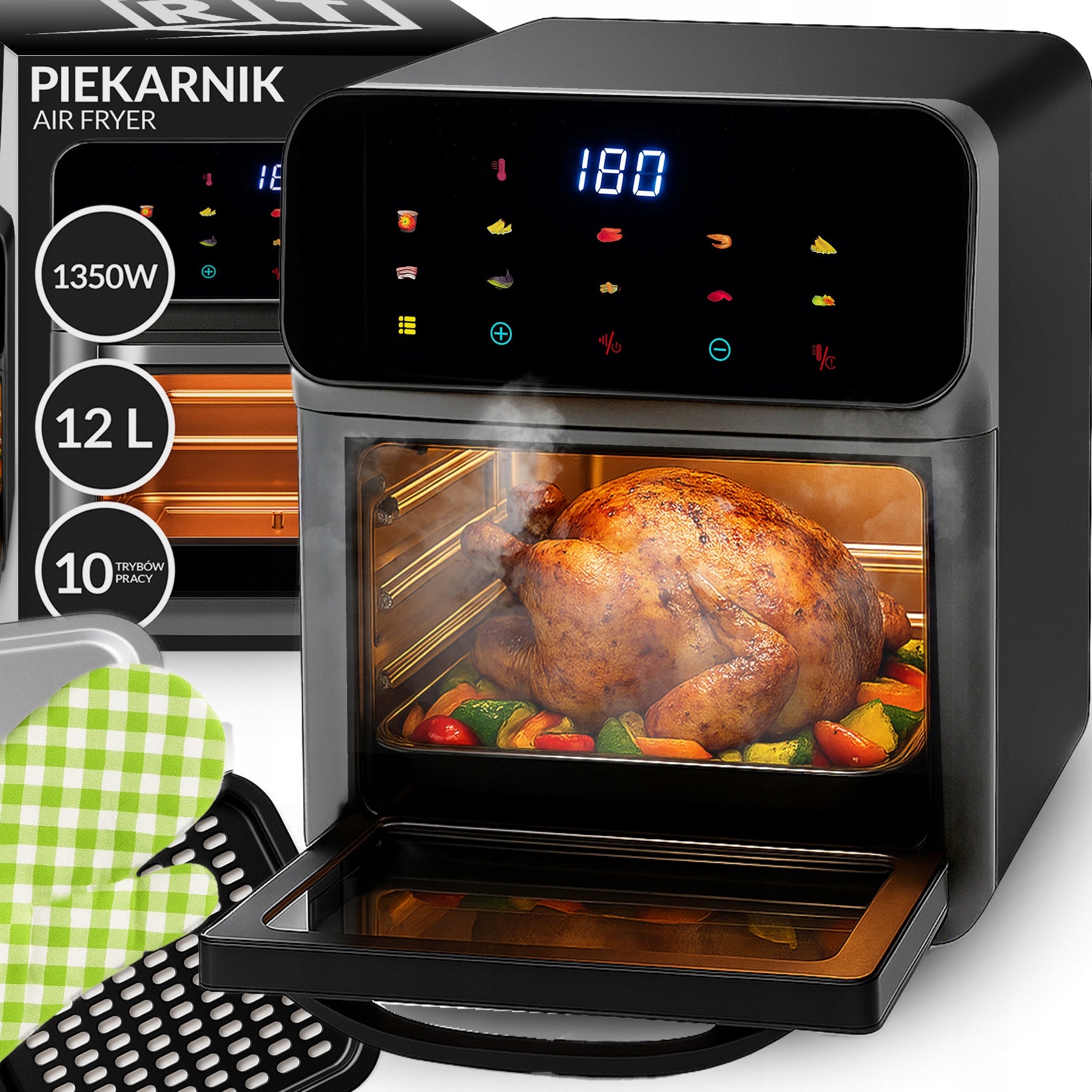 FAT-FREE AIR FRYER 8,5L OVEN 1350W 10 MODES Packaging status original