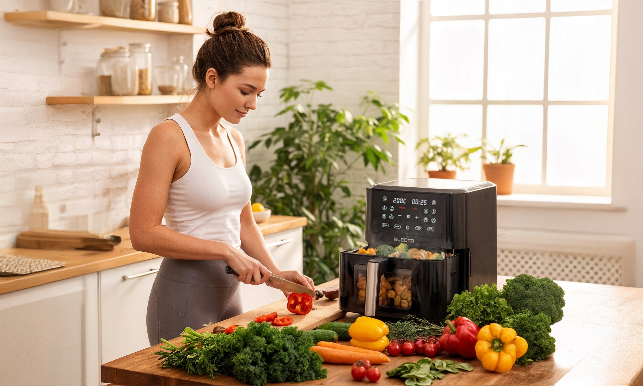 FAT FREE AIR FRYER 8L AIR FRYER 2000W LARGE 12 PROGRAMS Packaging status original
