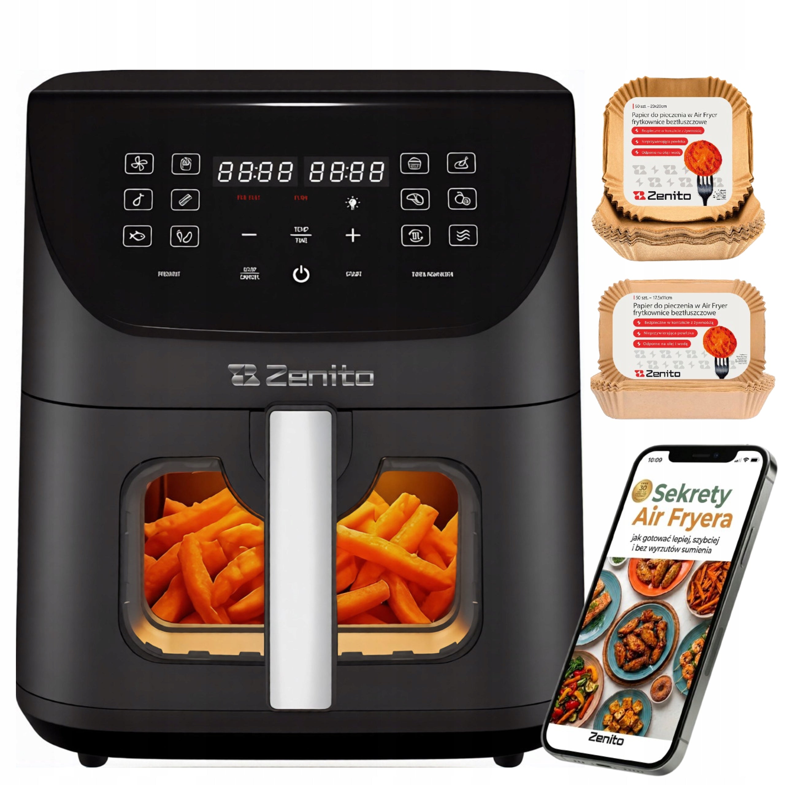 FAT FREE AIR FRYER 8L LARGE 2000W 14 PROGRAMS