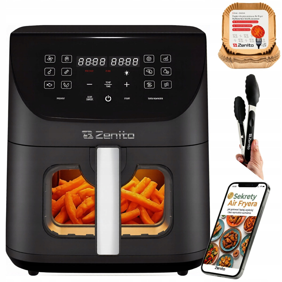 FAT FREE AIR FRYER 8L LARGE 2000W 14 PROGRAMS