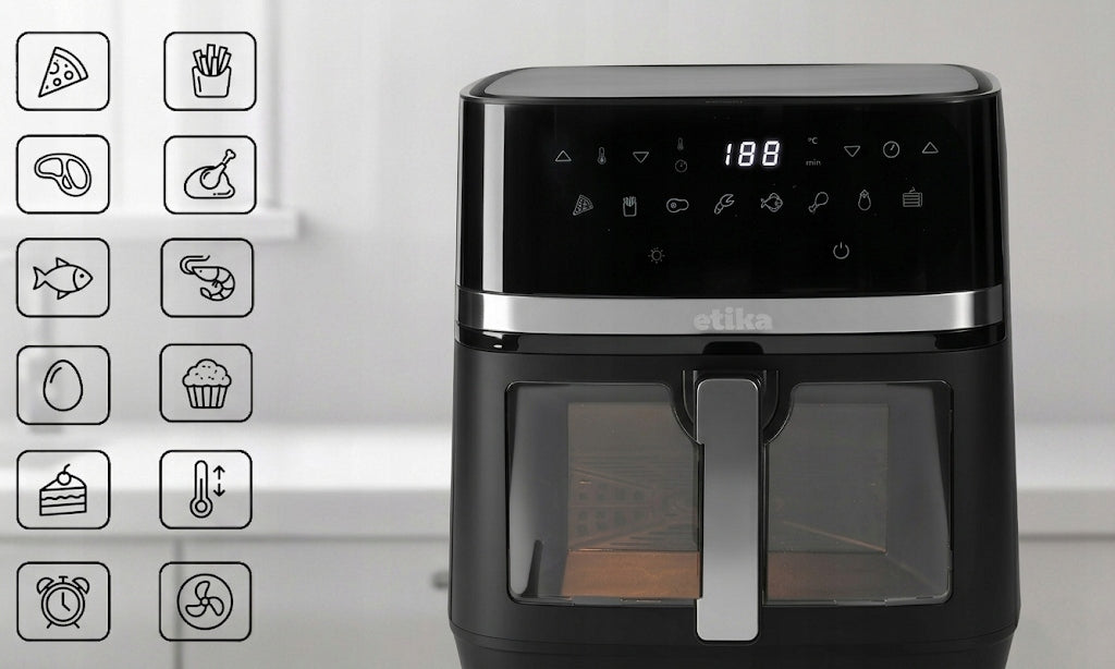FAT-FREE AIR FRYER AIRFRYER 8l LARGE BOWL 8 LED PROGRAMS Model ET01/02/PL