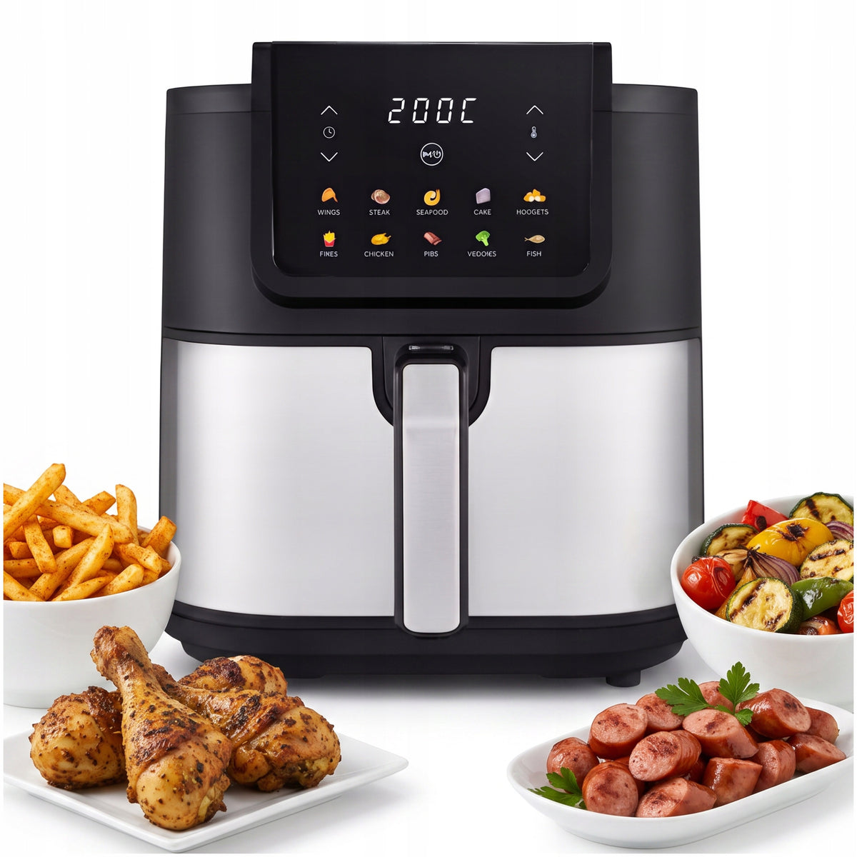 FAT-FREE AIR FRYER BYRGEN FIELDS 8L XXL SLIM 10 PROGRAMS