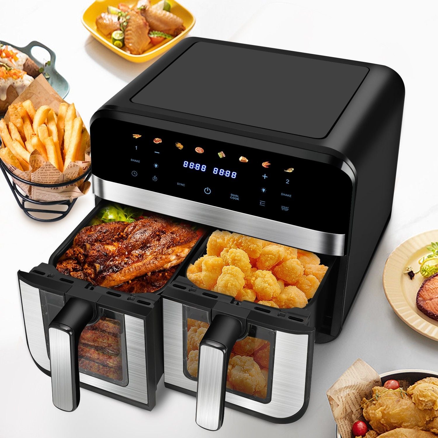 FAT-FREE AIR FRYER DOUBLE AIR FRYER 9L TWO-CHAMBER Manufacturer code ATC-AF043
