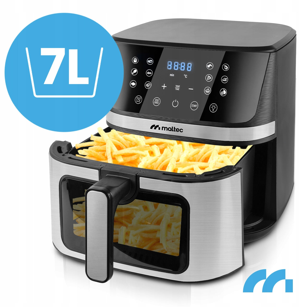 FAT FREE AIR FRYER LARGE 7L STRONG 1800W WINDOW Packaging status original