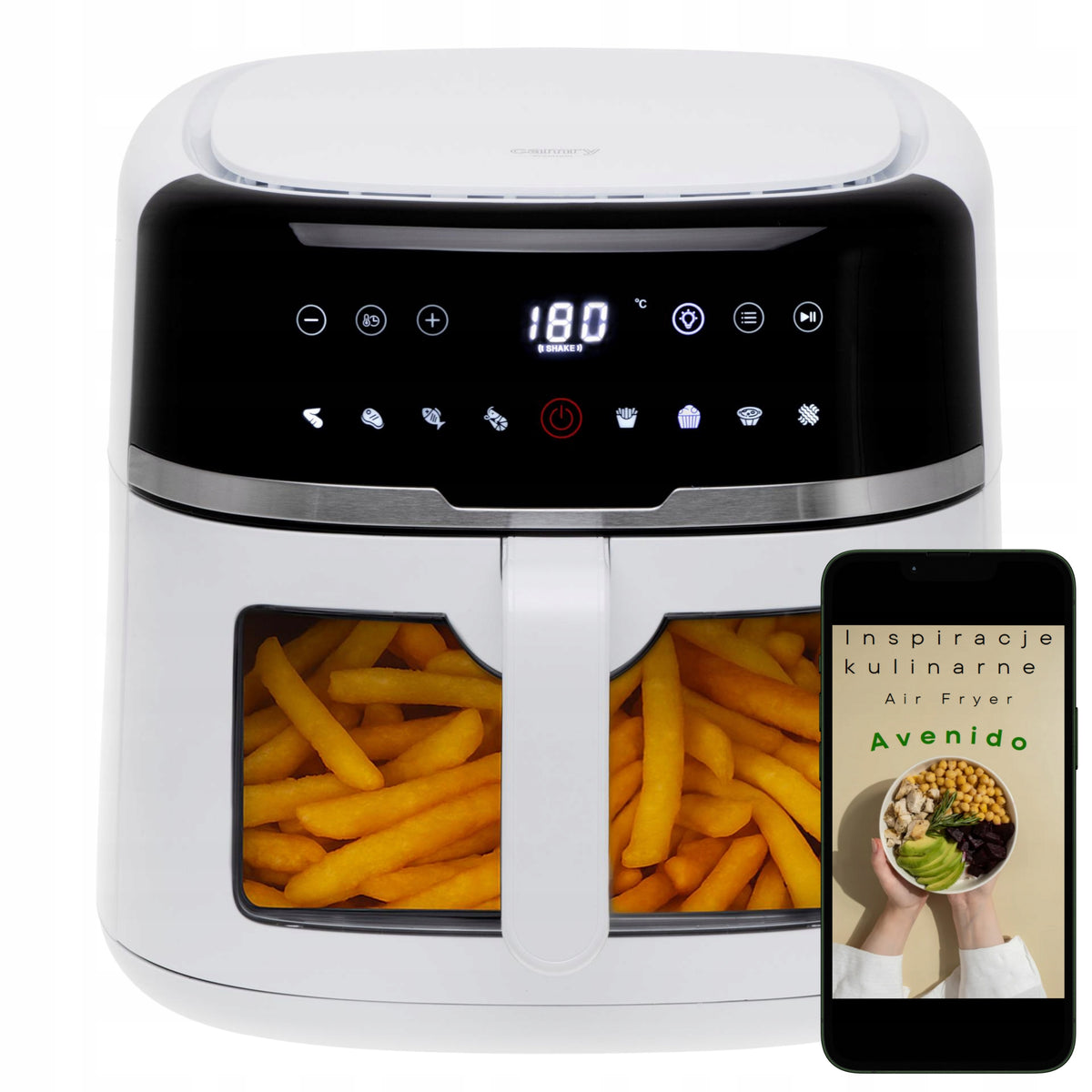 FAT FREE AIR FRYER LARGE 8L 2500W LARGE BOWL XXL