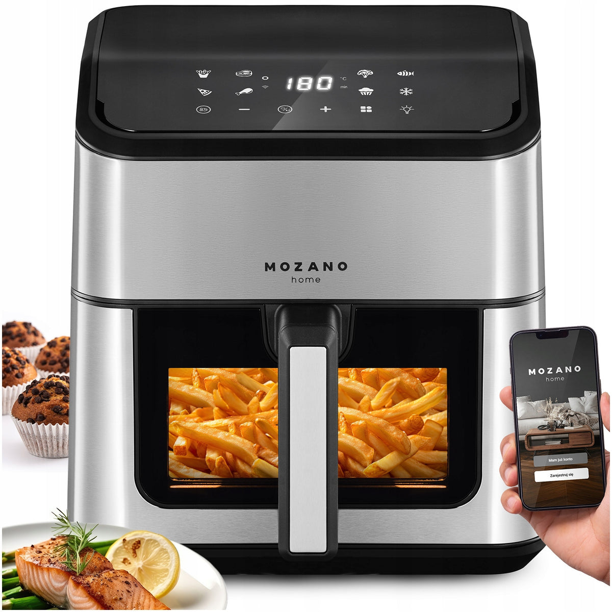 FAT FREE AIR FRYER LARGE 8L AIR FRYER STRONG 1800W WIFI