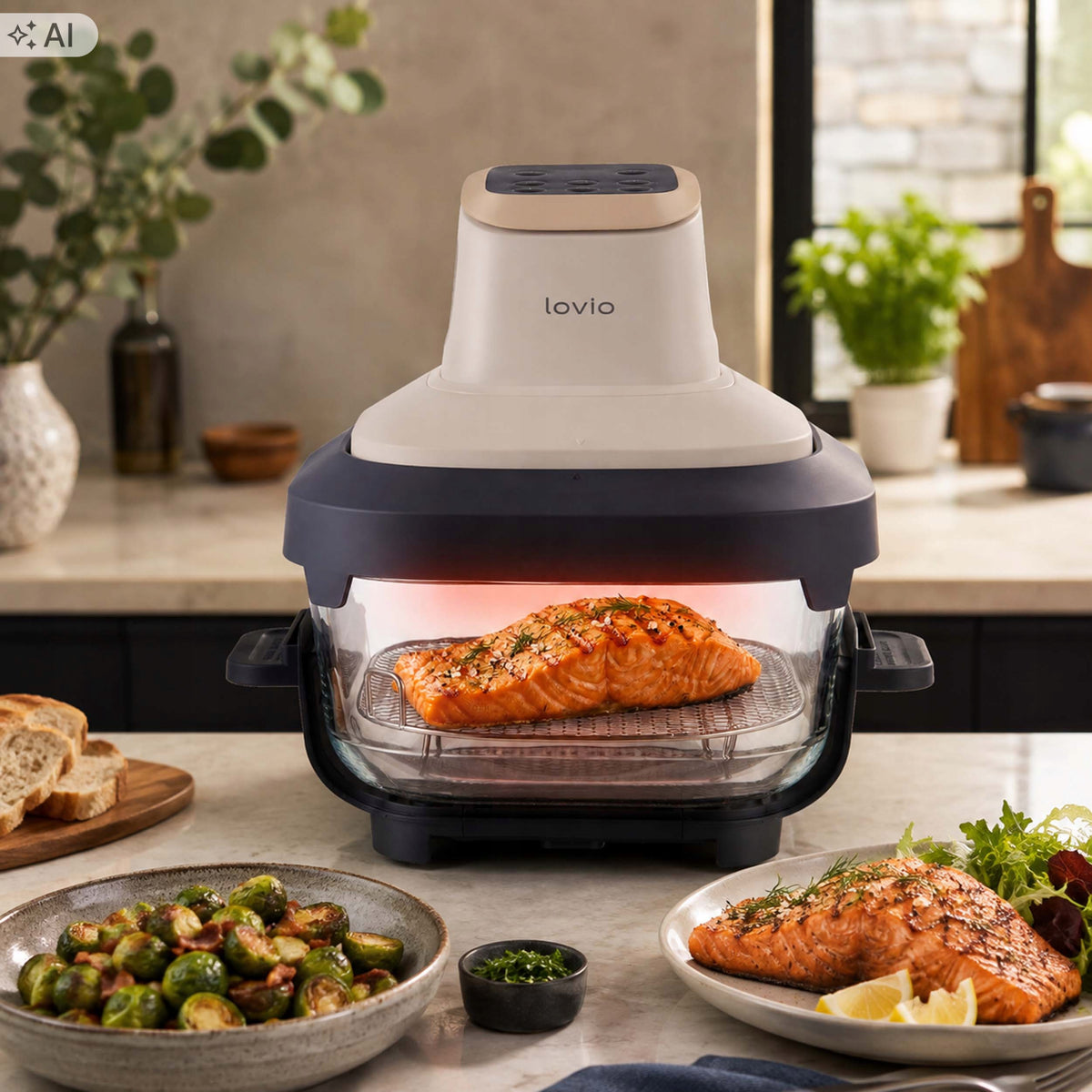 FAT-FREE AIR FRYER LOVIO 5,5L SET WITH SEASONING PRIMA Packaging status original