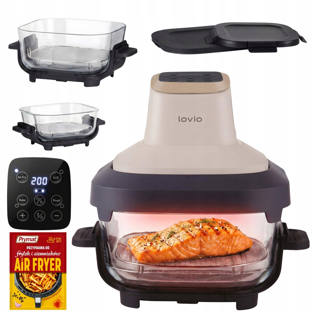FAT-FREE AIR FRYER LOVIO 5,5L SET WITH SEASONING PRIMA