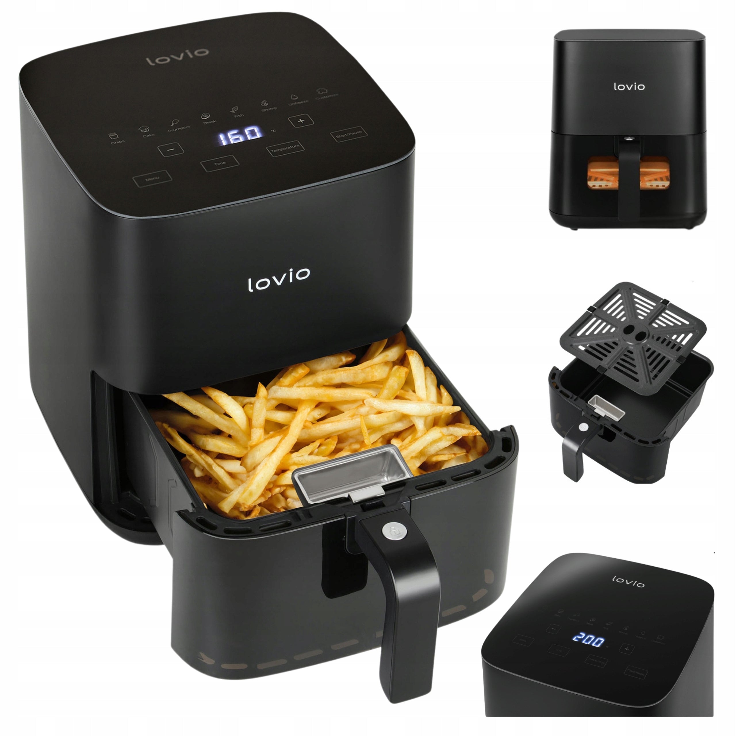 FAT-FREE AIR FRYER LOVIO 5L 1450W 8 PROGRAMS