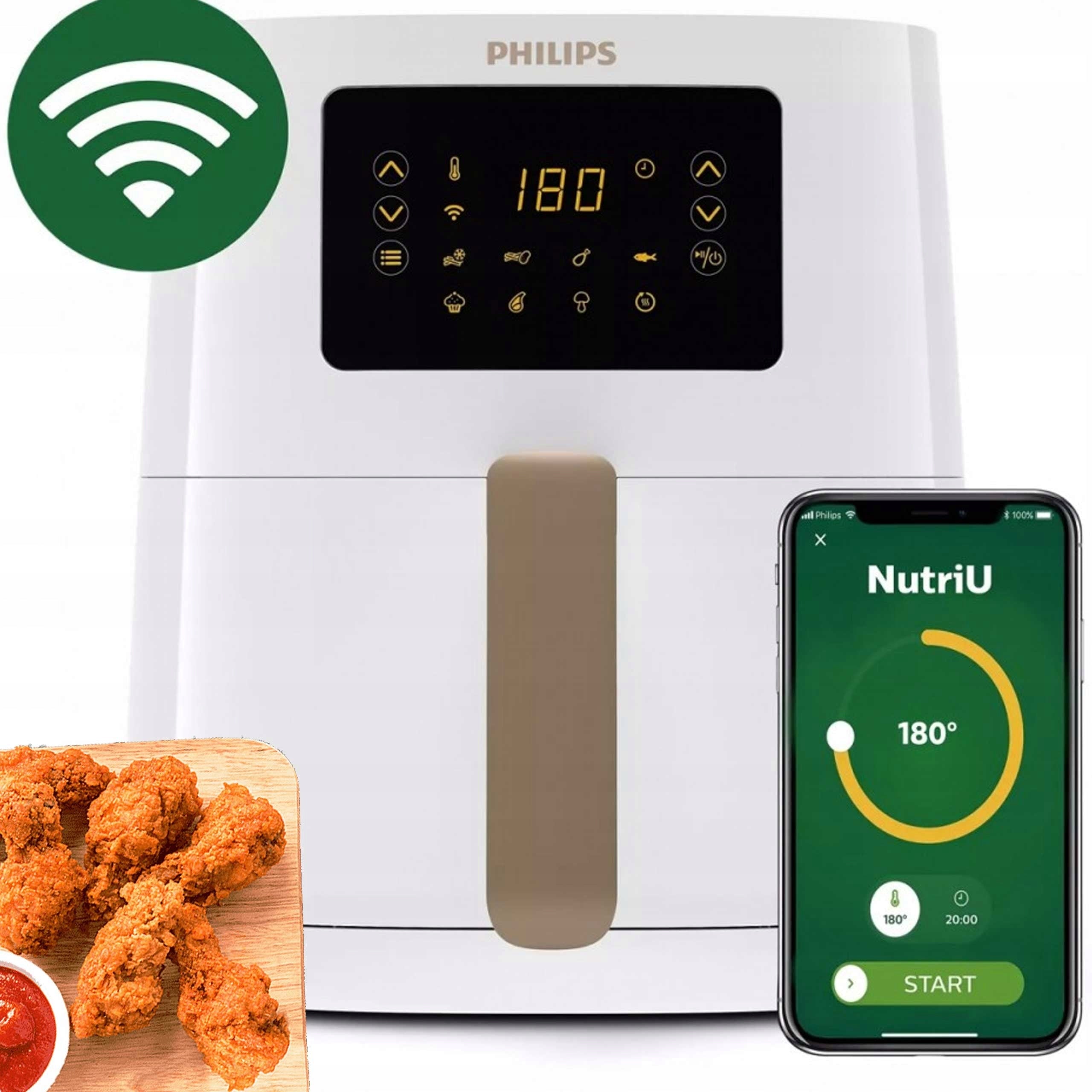FAT FREE AIR FRYER PHILIPS HD9255/30 WiFi APPLICATION 1400W