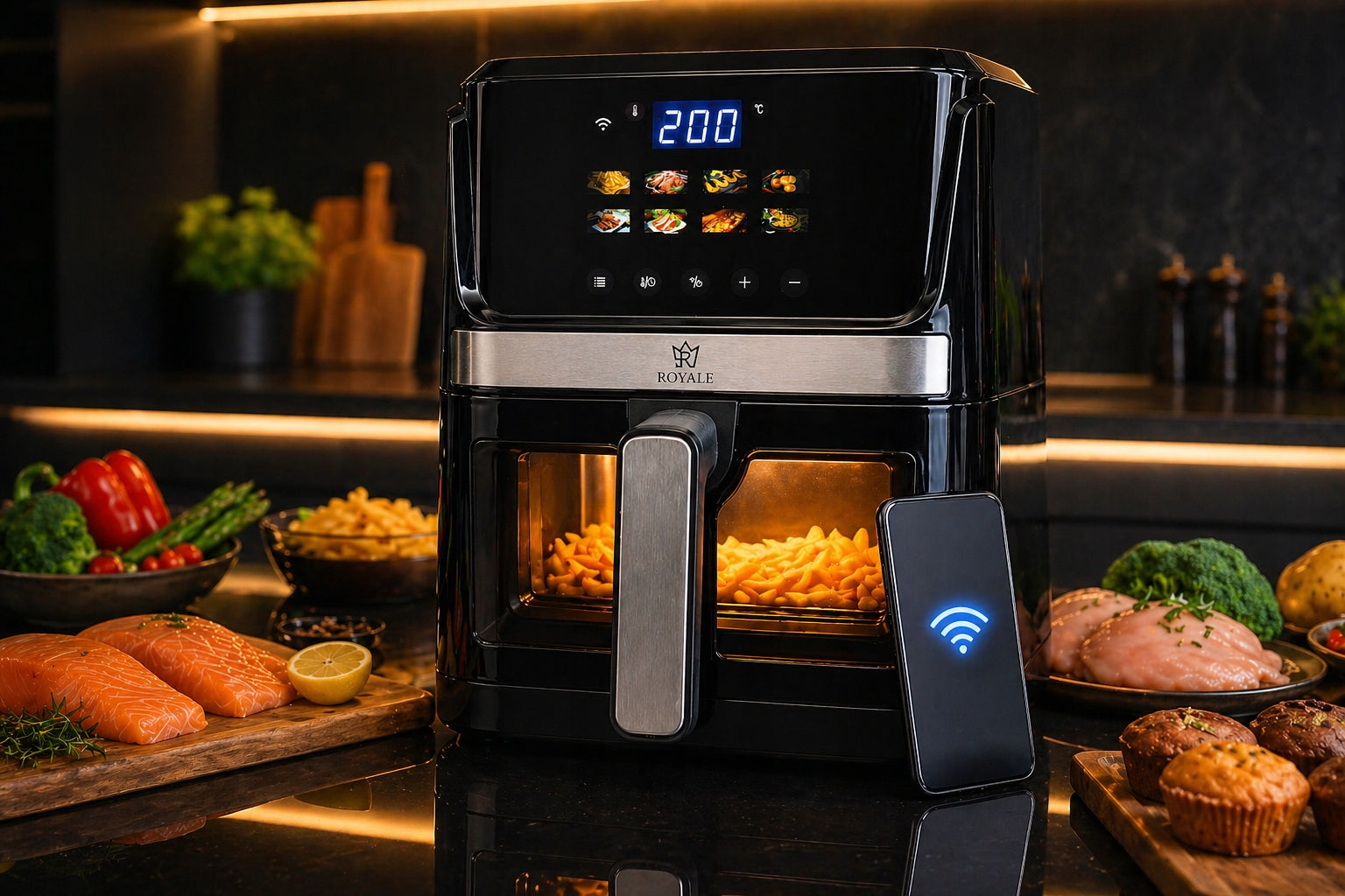 FAT-FREE AIR FRYER ROYALE SMART 2 AIR FRYER 8l TUYA WiFi Brand ROYALE