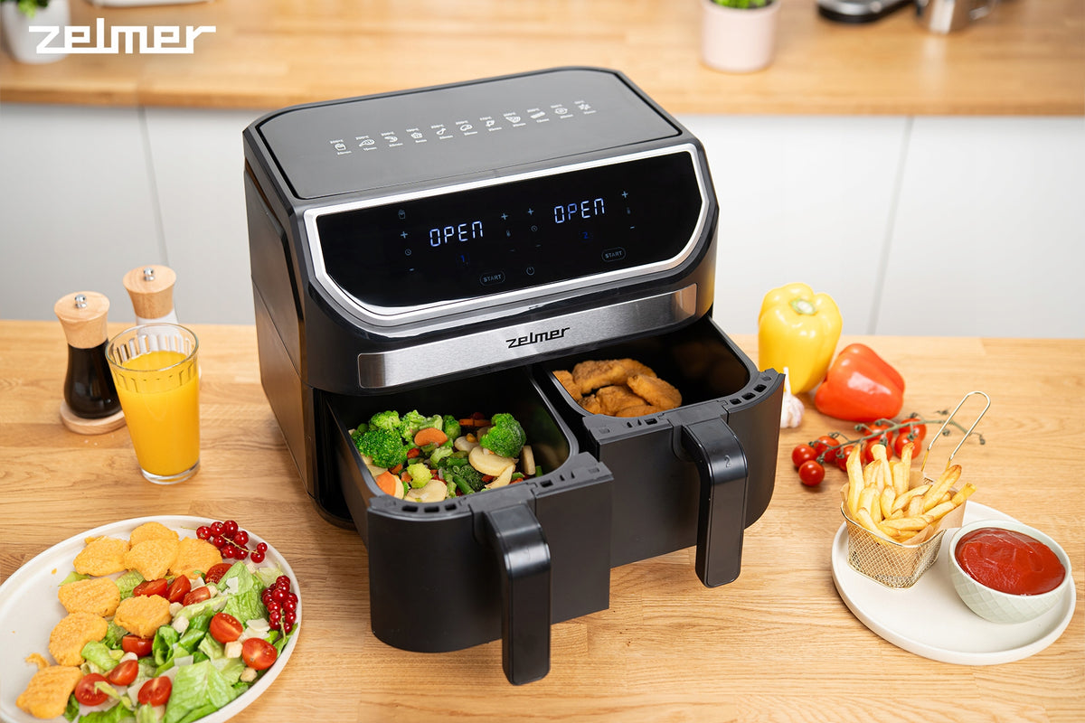 FAT-FREE AIR FRYER ZELMER AIR FRYER DOUBLE OVEN AIR FRYER 9L Packaging status original