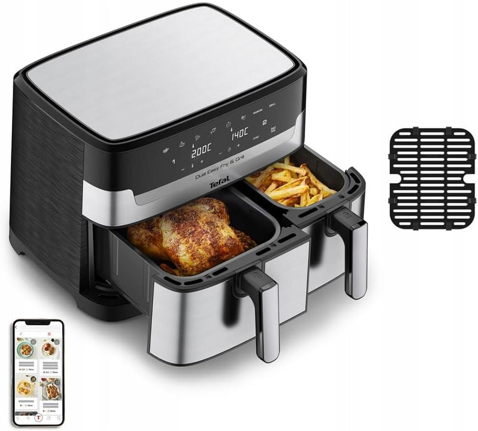 FAT-FREE AIRFRYER TEFAL 8,3L DOUBLE BASKET GRILL GRATE