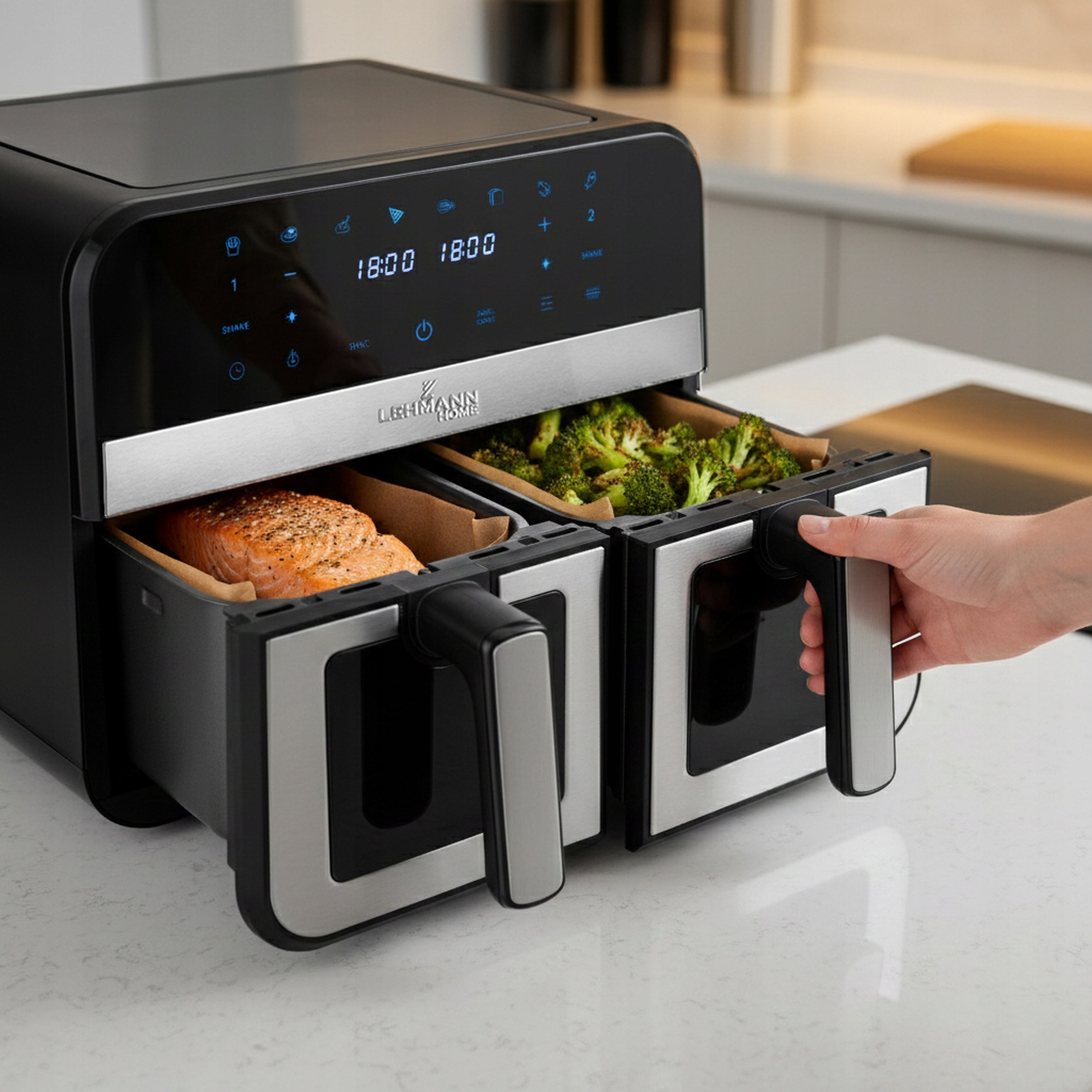 FAT FREE DOUBLE FRYER 9L AIR FRYER DUAL CHAMBER WIFI Brand Lehmann