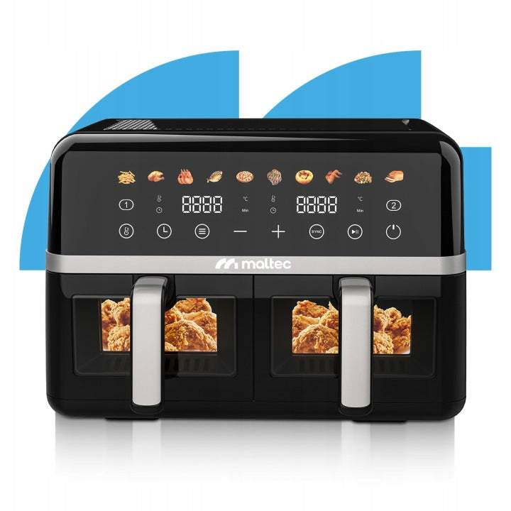 FAT FREE FRYER 10L AIR FRYER TWO CHAMBER FRYER 2800W TRAYS Power 2800 W
