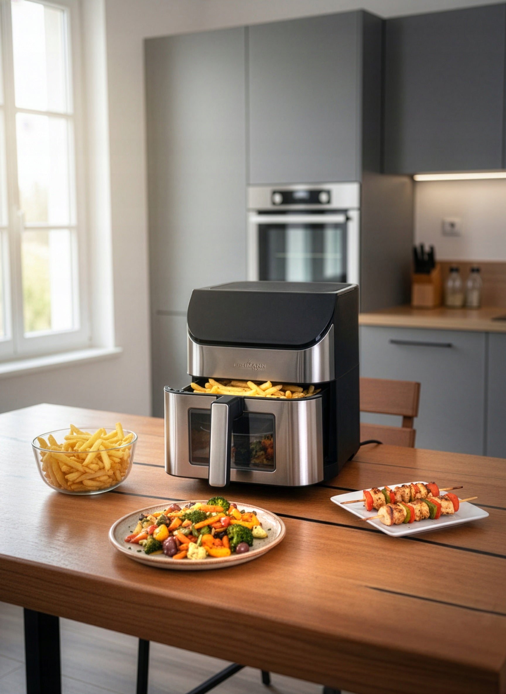 FAT FREE FRYER 1800W AIRFRYER 8L NONSTICK 12 PROGRAMS Model Tanzi AIR FRYER 8L 1800W BEZTŁUSZCZOWA + okienko