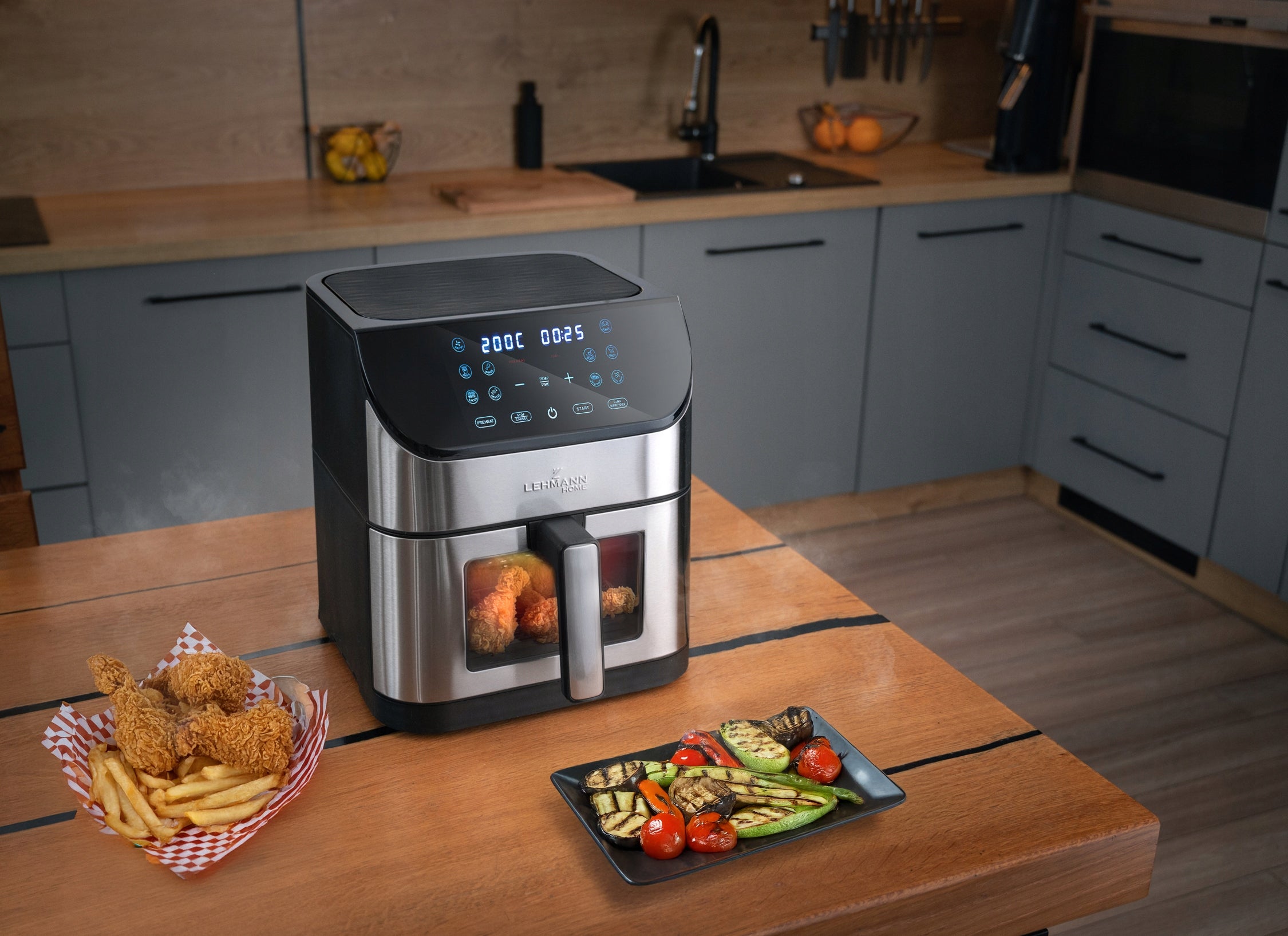 FAT FREE FRYER 1800W AIRFRYER 8L NONSTICK 12 PROGRAMS Packaging status original