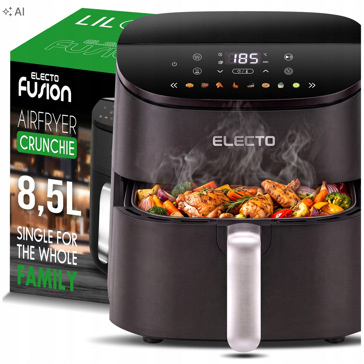 FAT FREE FRYER 8.5L DOUBLE HEATING FRYER TOP DOWN 3000W