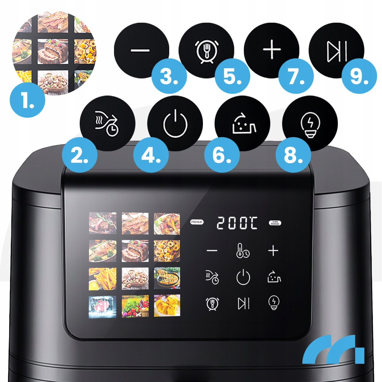 FAT FREE FRYER 8L 2000W AIR FRYER LARGE WINDOW AIR FRYER TRAY Power 2000 W