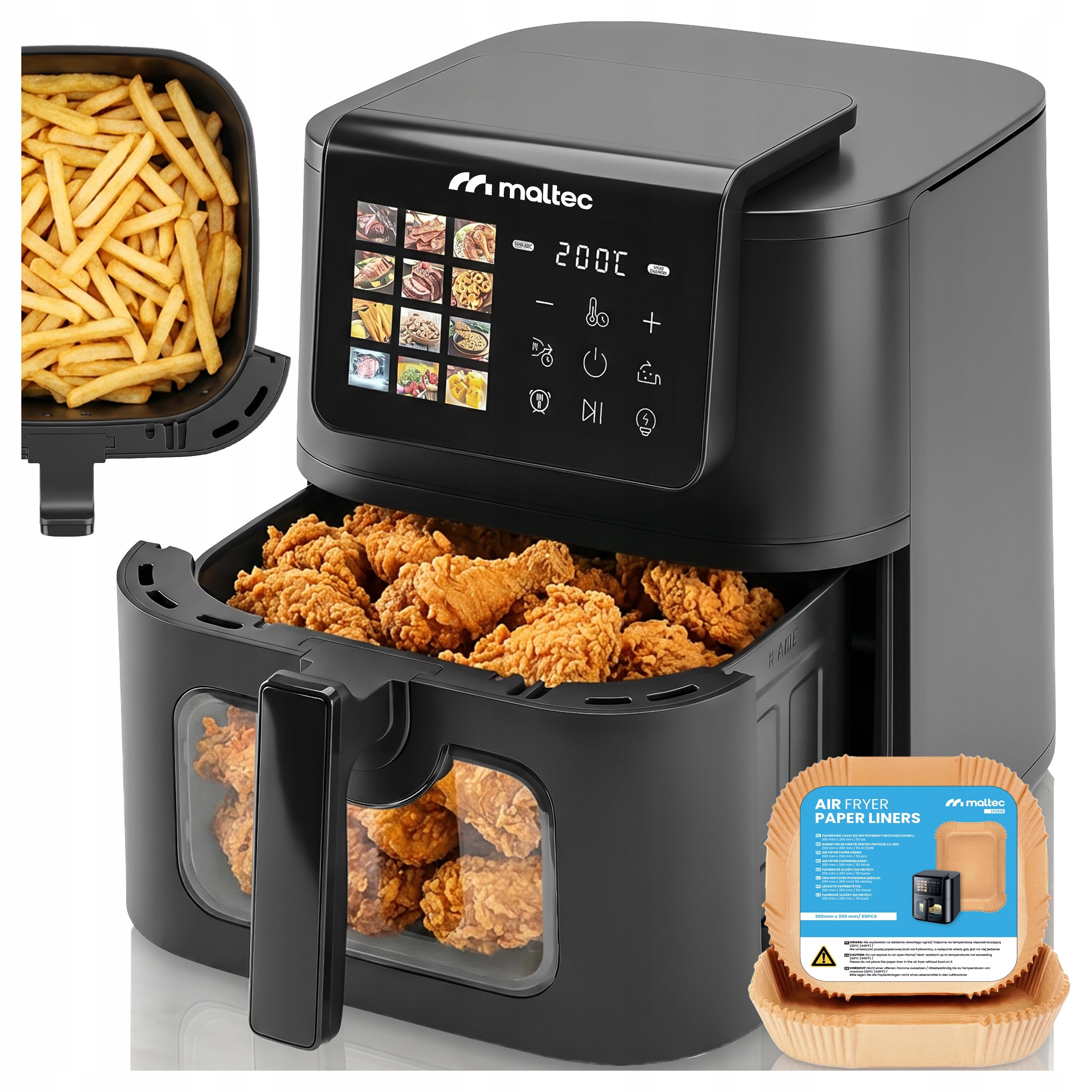 FAT FREE FRYER 8L 2000W AIR FRYER LARGE WINDOW AIR FRYER TRAY
