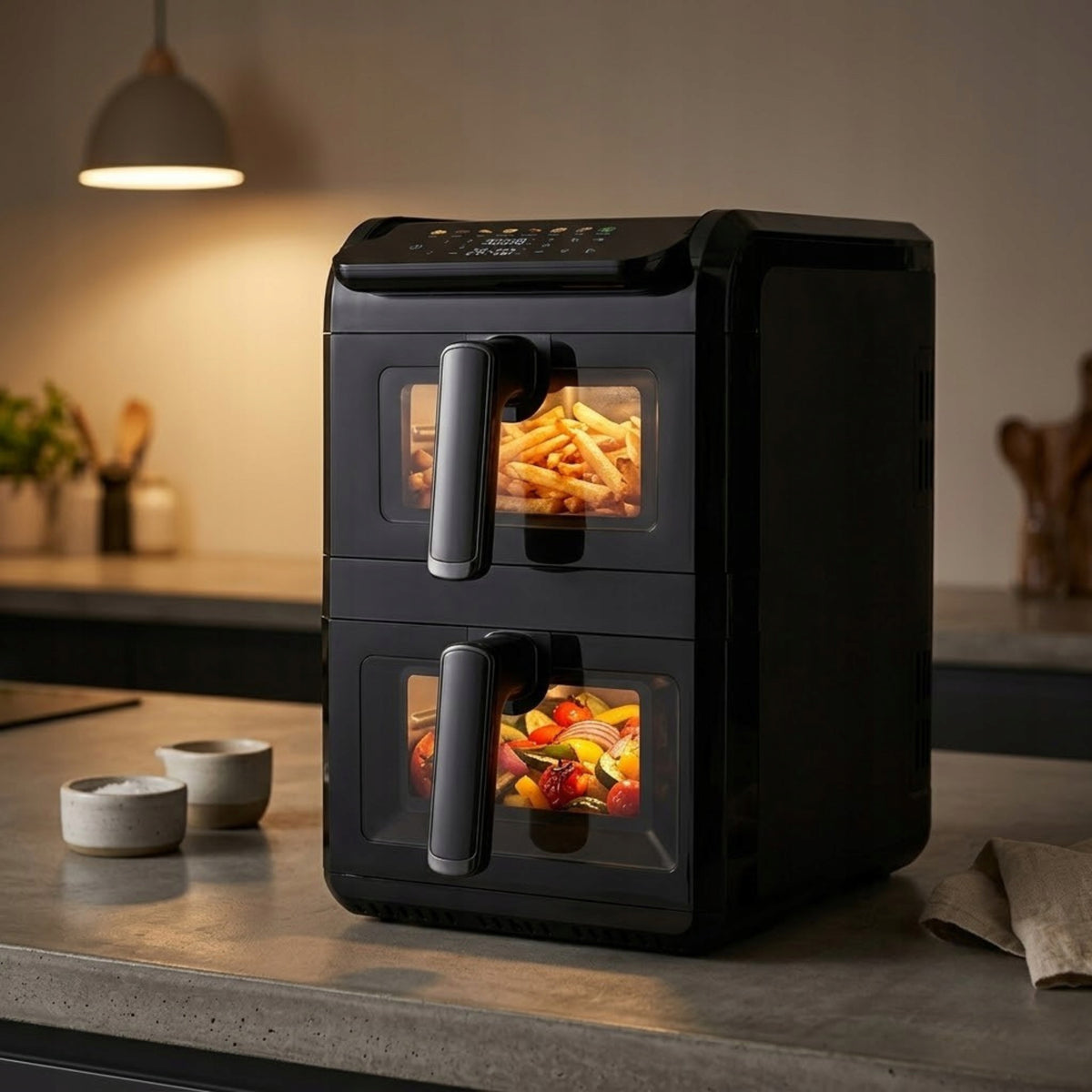 FAT FREE FRYER TWO CHAMBER VERTICAL 10L AIR FRYER 2700W x50 CARTRIDGE Packaging status original