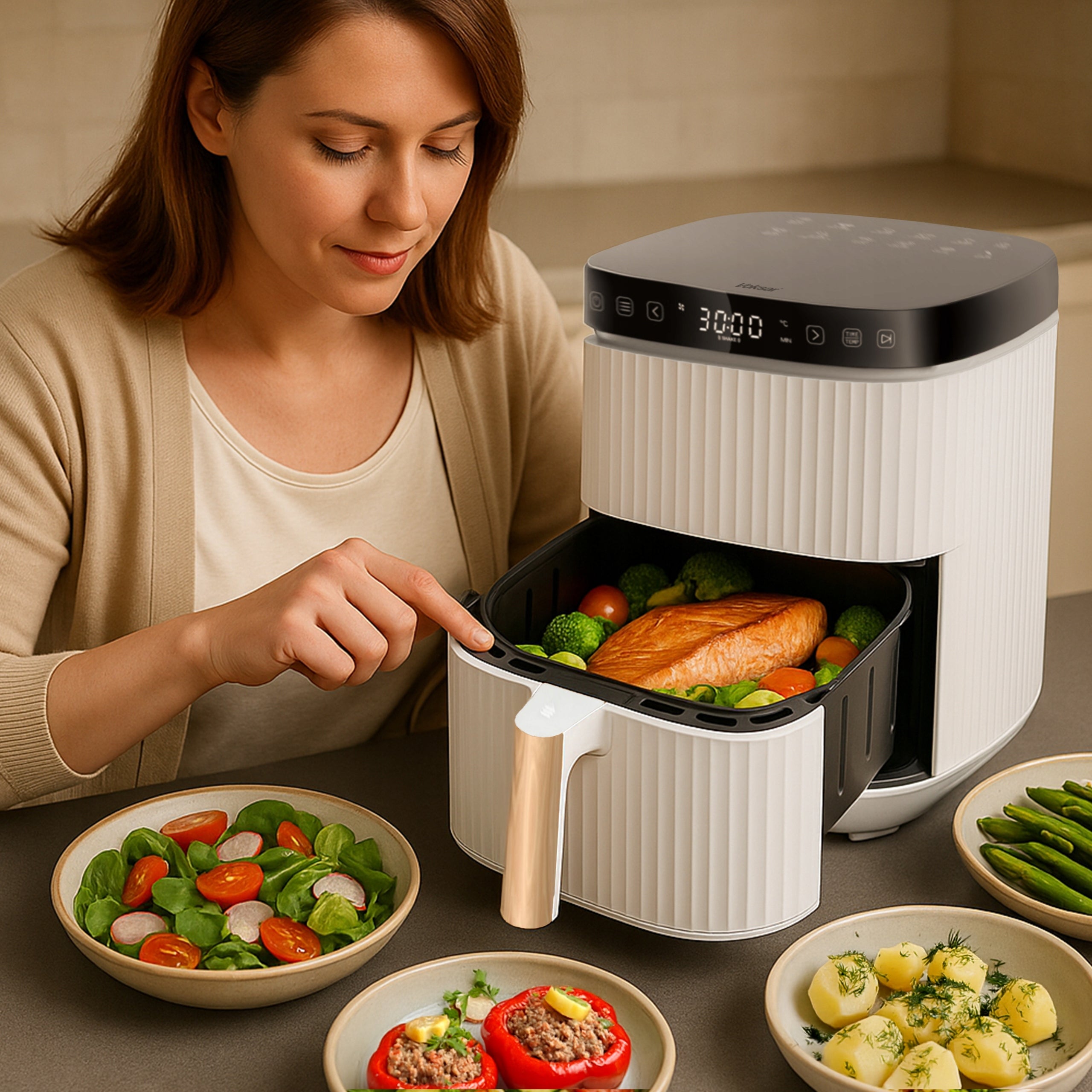 FAT-FREE OIL-FREE AIR FRYER VOKSAR W11 5L 12in1 +RECIPES Manufacturer code W11