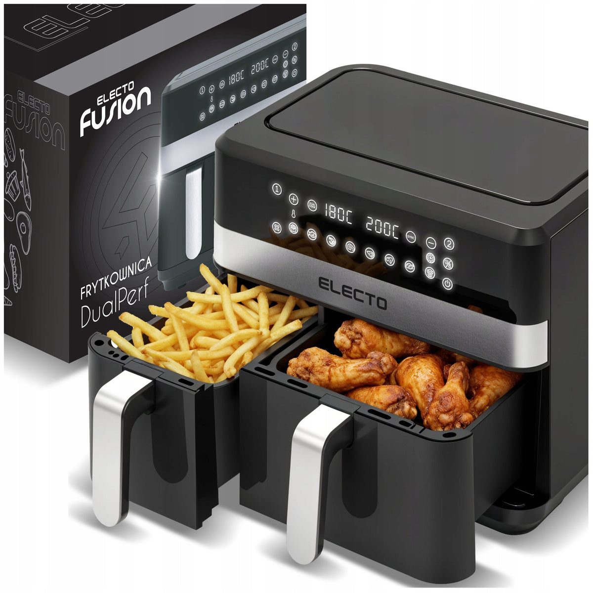 FAT FREE TWO-CHAMBER AIR FRYER 11L AIR FRYER 2700W AIR FRYER XXL